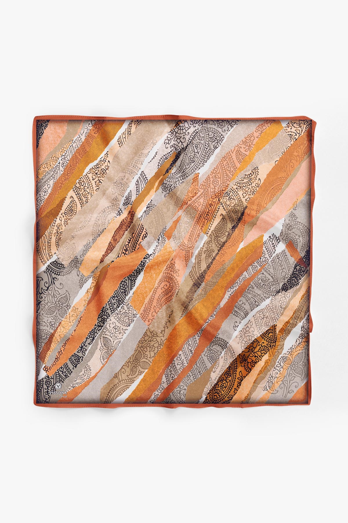 %100 İpek Kadın Desenli Bandana 80x80