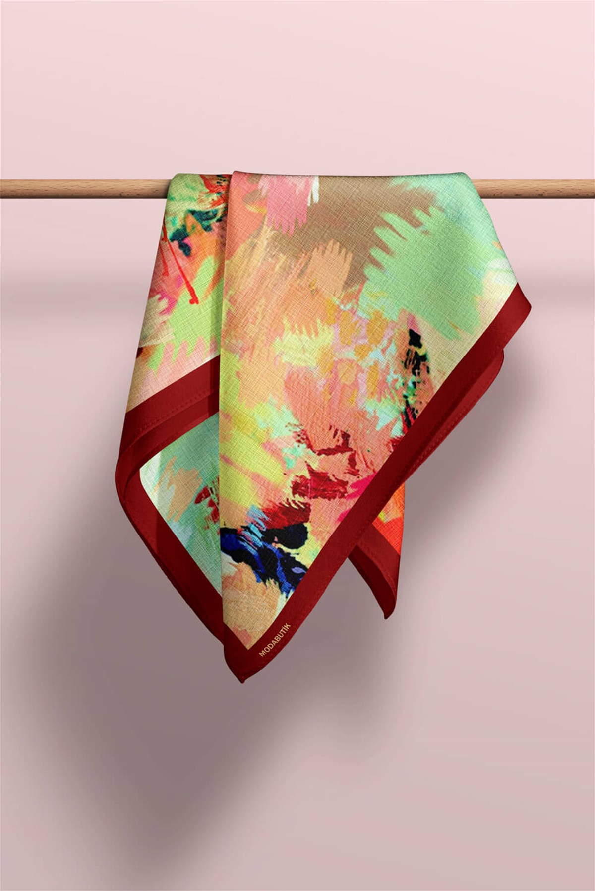 Violla D112 Kadın Sulu Boya Desenli Bandana 50x50 DG0490-22