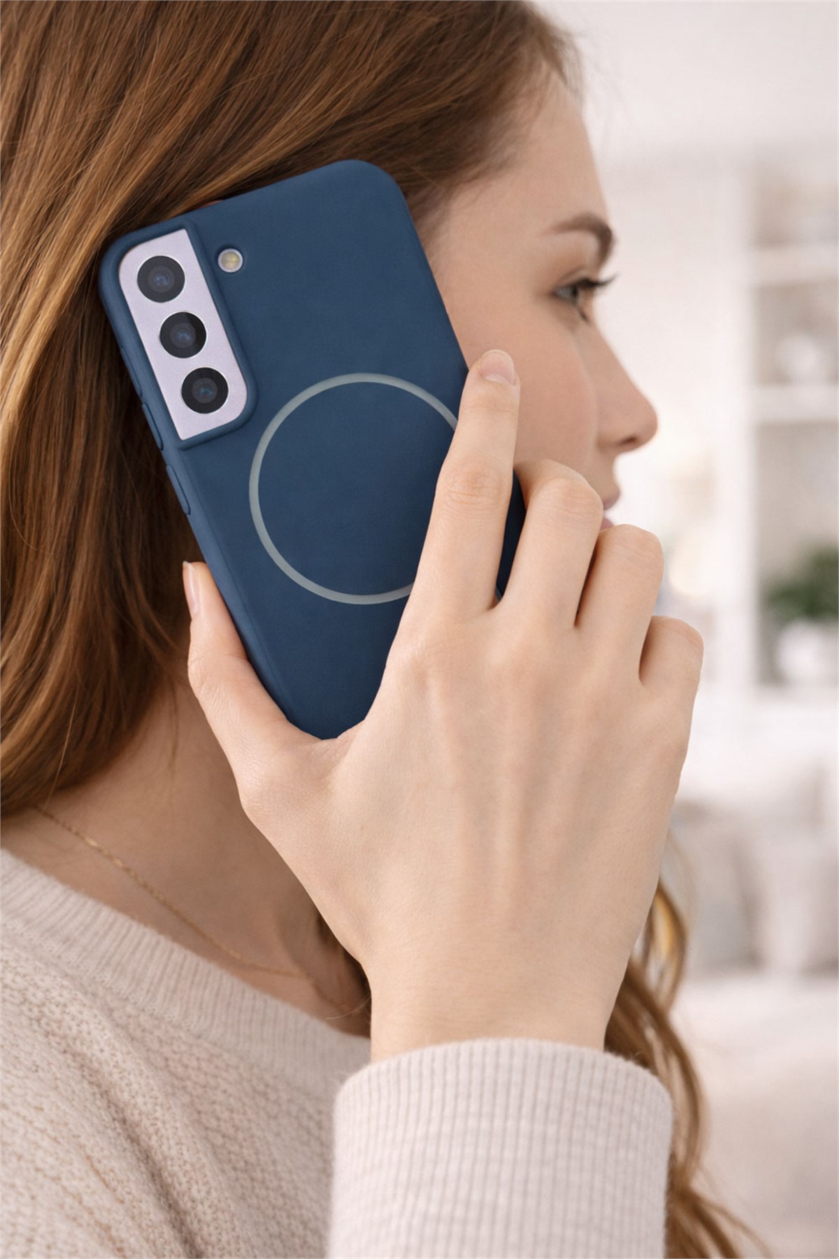 Samsung Galaxy S22 Plus Kılıf – İçi Kadife – MagSafe Uyumlu – Lacivert Renk – Telefon Kılıfı