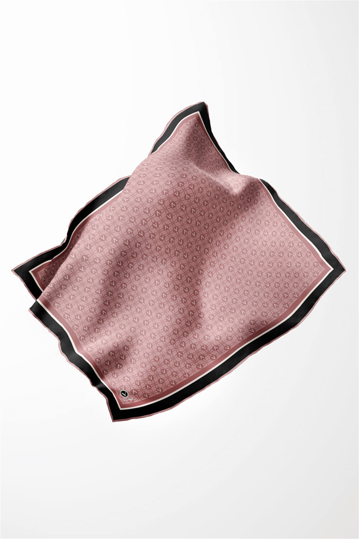 Twill V Desenli Pudra Renkli 90x90 Eşarp (İpek İçermez) Dikim Şekli : El Dikişi