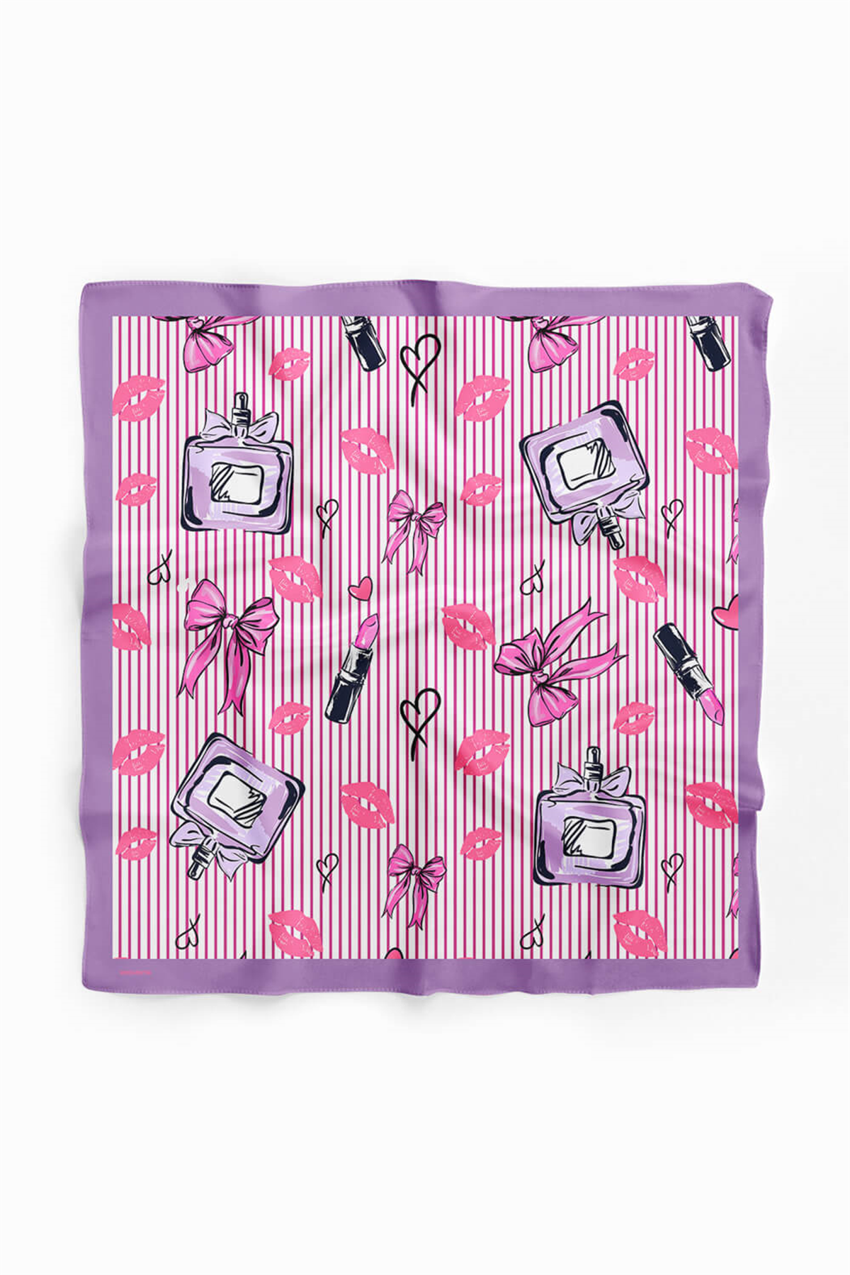 V21 Kadın Aşk Desenli Bandana 50x50 Pembe DG0444-22