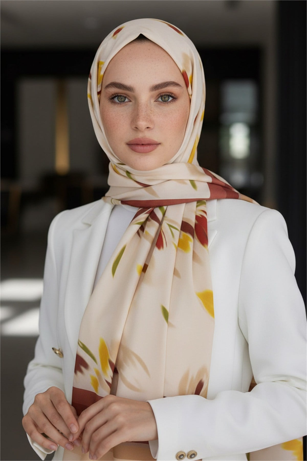 KREP LALE DESENLİ BORDO RENKLİ 75X195 KIRIŞMAZ ŞAL