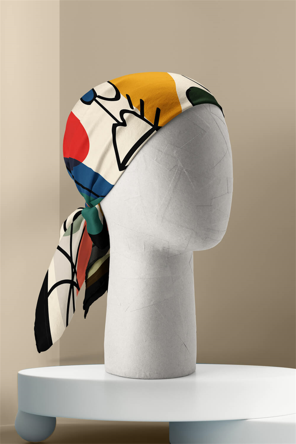 G103 Modabutik Silüet Desenli Bandana