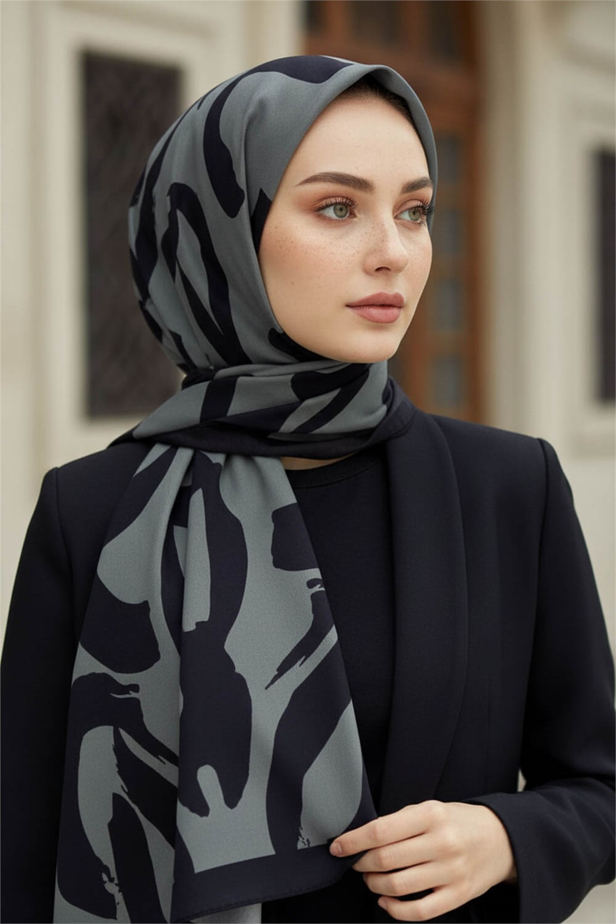 KREP FIRÇA DARBESİ DESENLİ GRİ RENKLİ 75X195 KIRIŞMAZ ŞAL