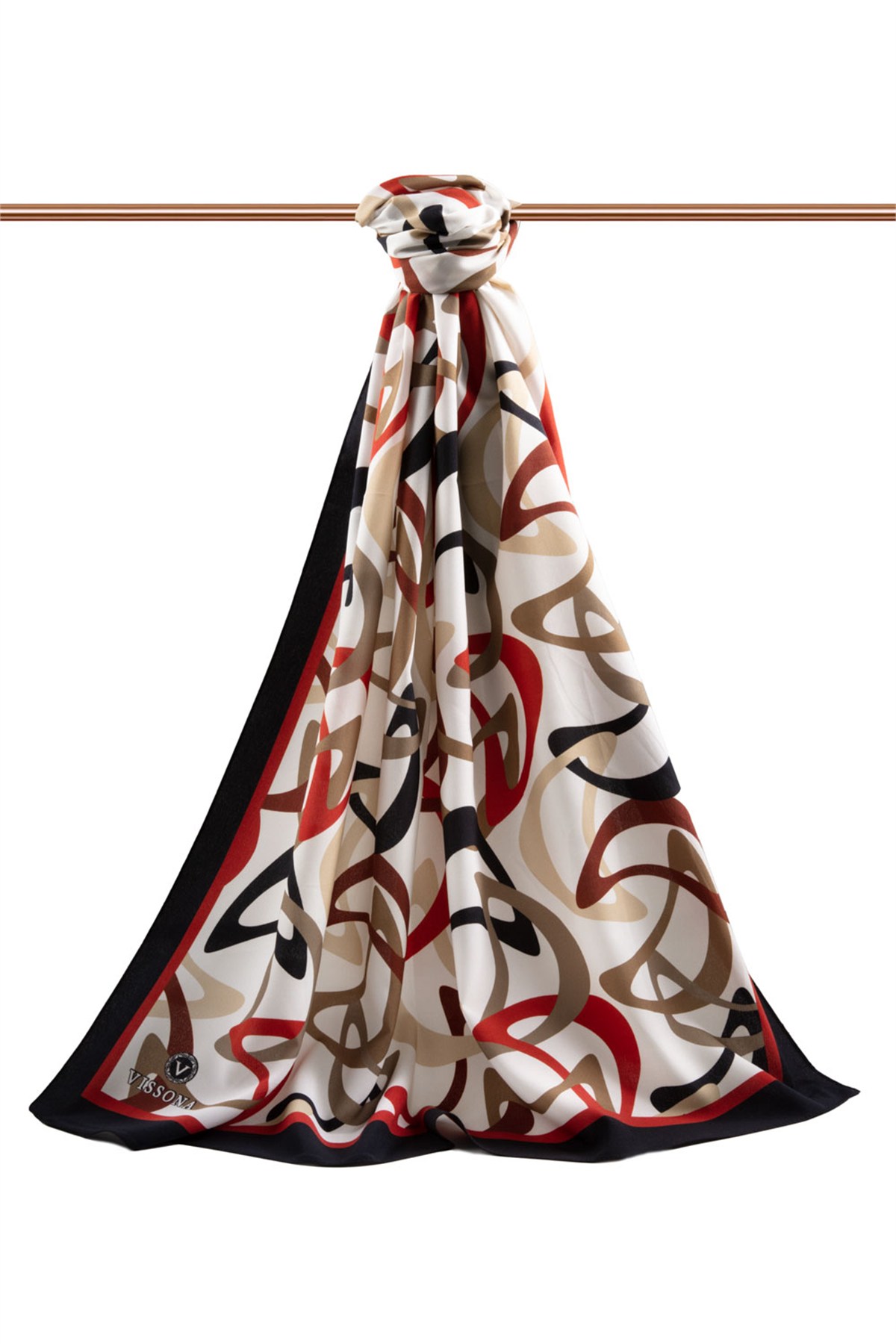 KREP BOOMERANG DESENLİ BORDO RENKLİ 75X195 KIRIŞMAZ ŞAL