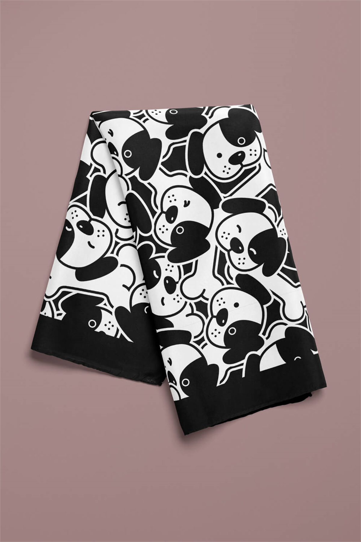 A14 Siyah Beyaz Köpek Bandanası Premium Özel Üretim 55X55 DG2063