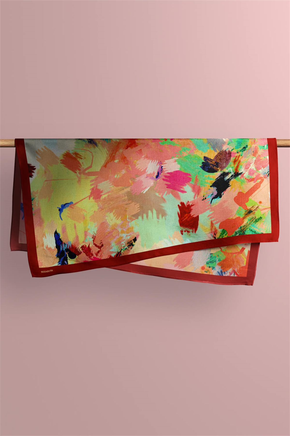 D112 Kadın Sulu Boya Desenli Bandana 50x50 DG0490-22
