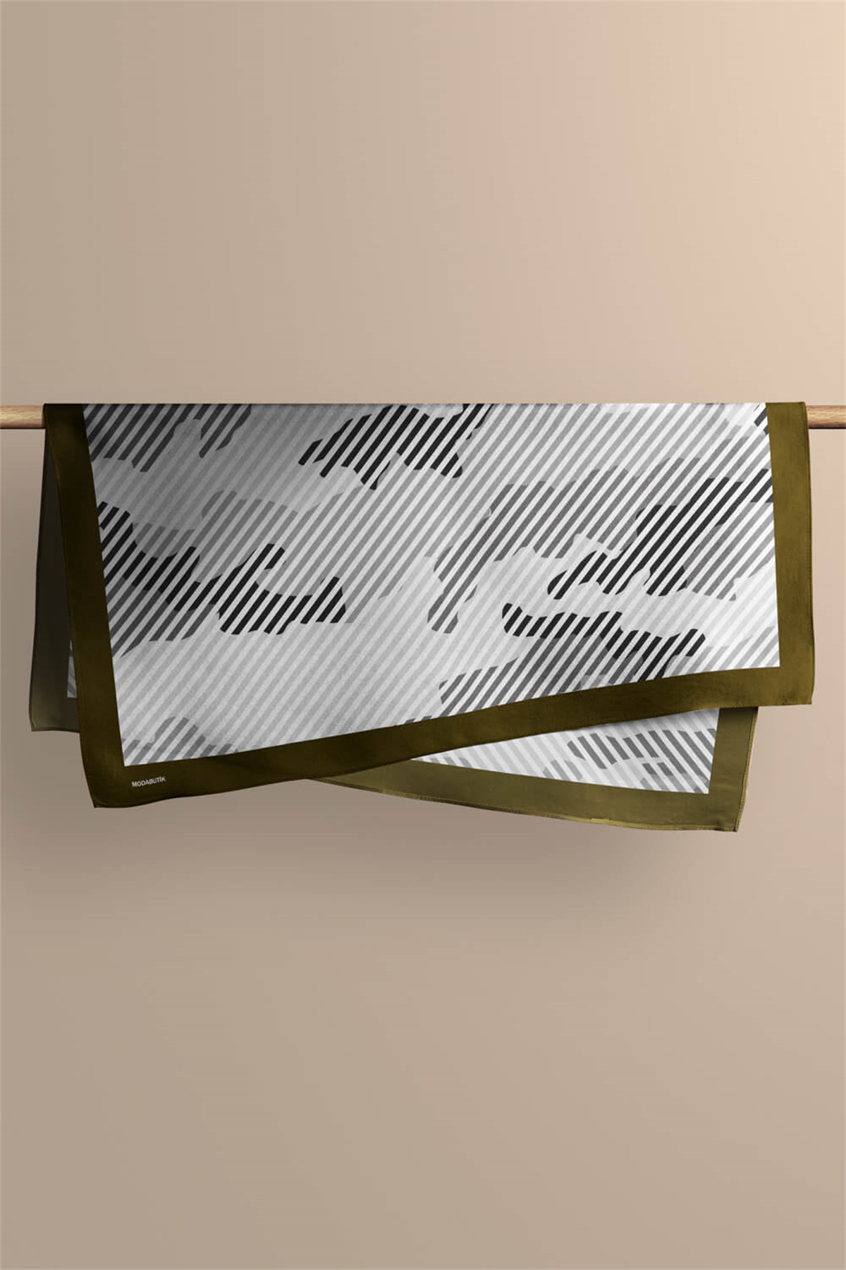 D64 Kadın Benek Desenli Bandana 50x50 Yeşil DG0362-22