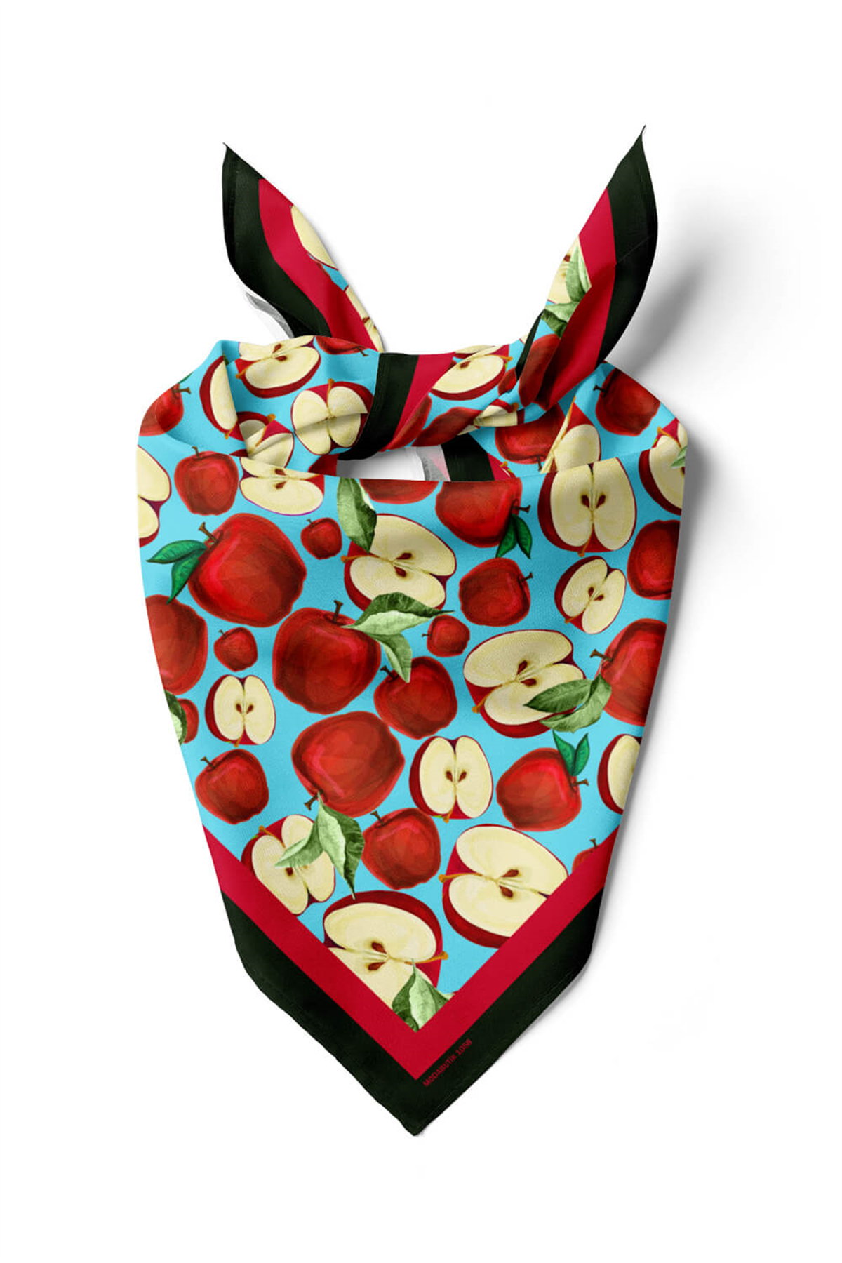 G65 Kadın Kırmızı Krem Apple Desenli 50x50 Bandana HYL DG01058-22