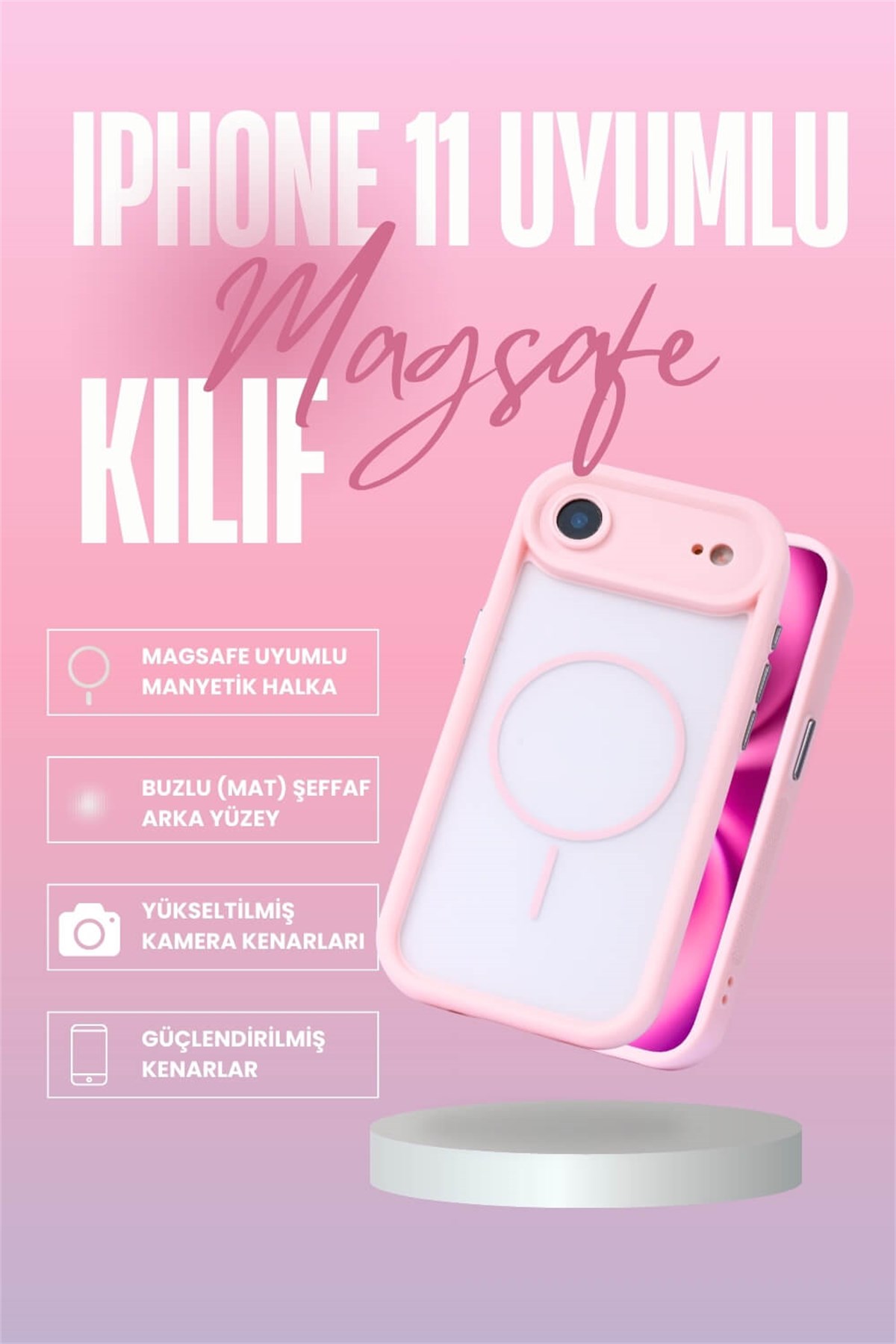 iPhone Air Kılıf – Kamera Korumalı – MagSafe Uyumlu – Pembe Renk – Mat Silikon Telefon Kılıfı