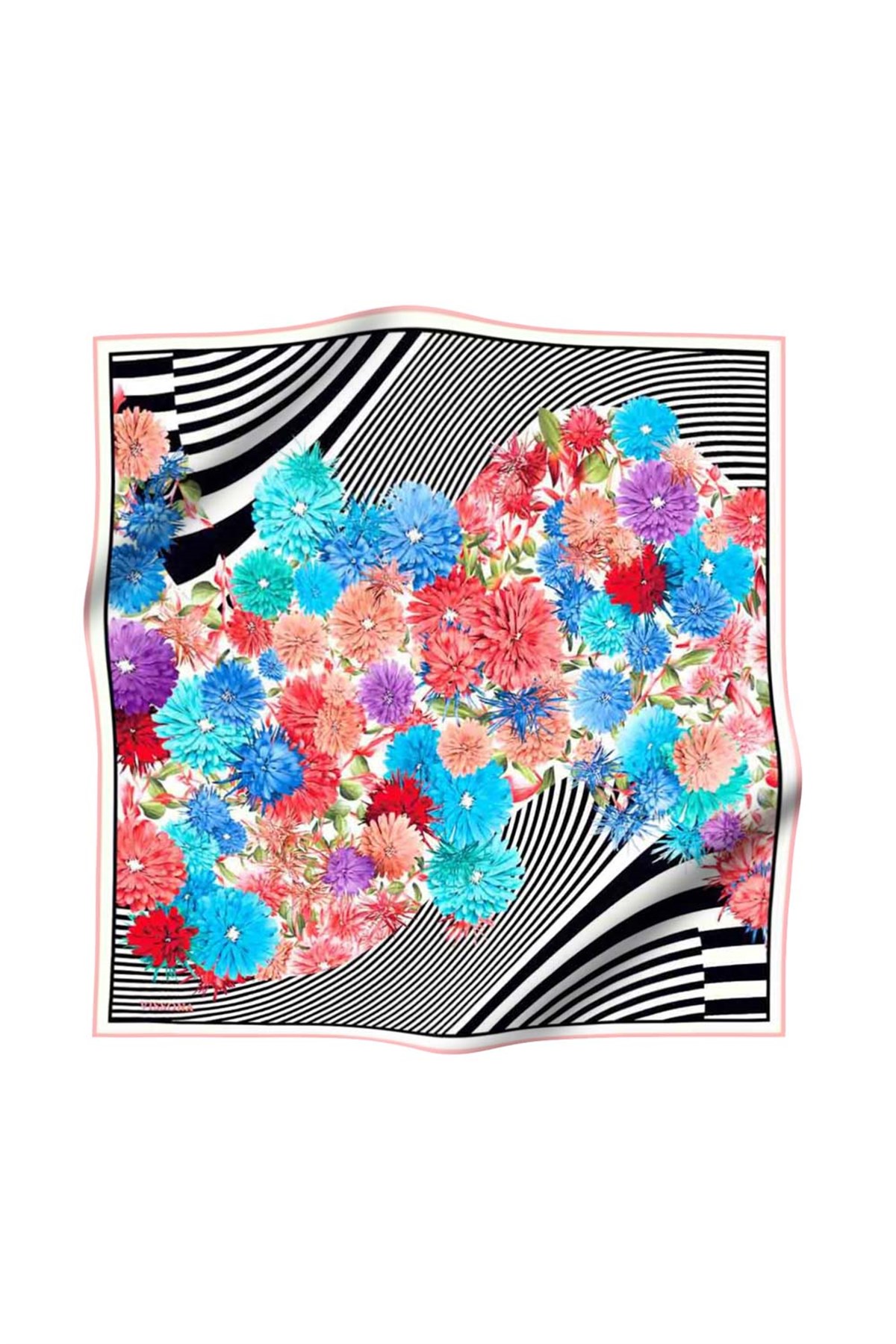 %100 İpek Kadın Desenli Bandana 80x80