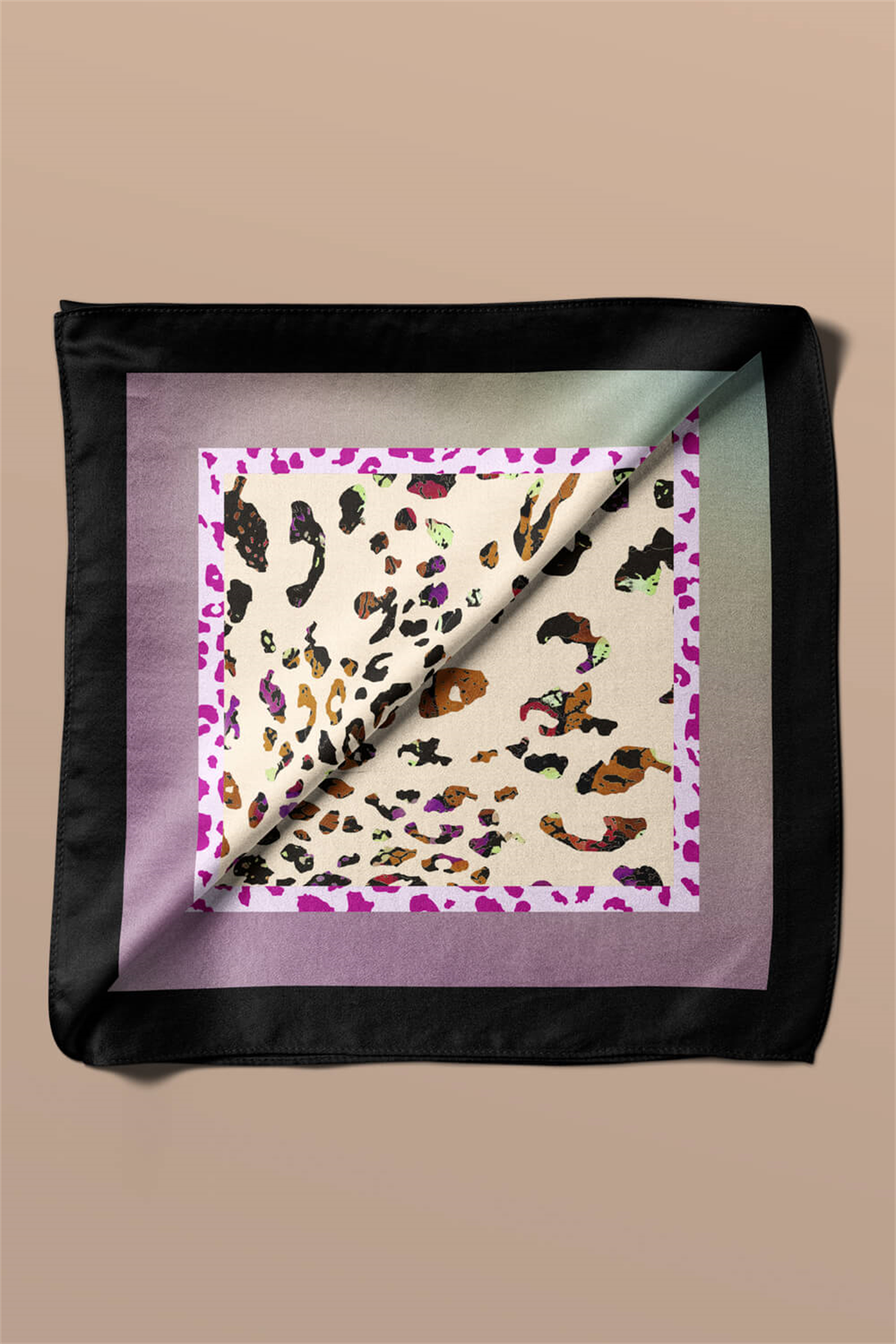 Kadın Krem Doğa Desenli 50x50 Bandana HYL DG01421-22