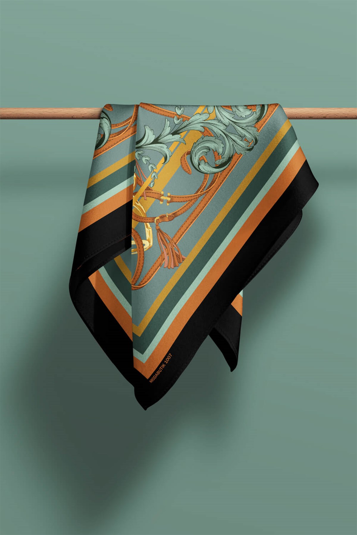 Violla Z12 Kadın Turuncu Hardal Sarısı İron Desenli 50x50 Bandana HYL DG01007-22