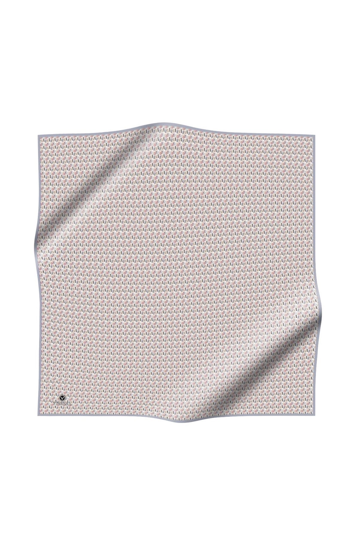 %100 Twill İpek Çizgi Desenli Gri Renkli 90x90 Eşarp Dikim Şekli : El Dikişi