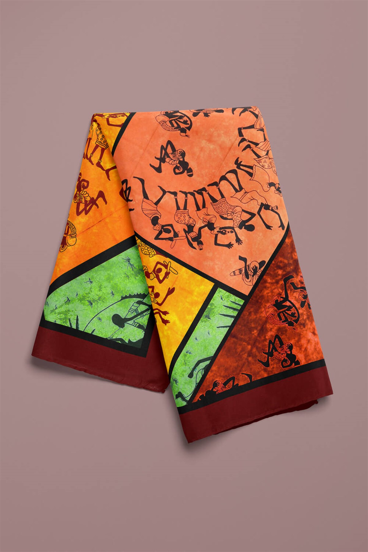 Violla Z61 Kadın African Patchwork Desenli Bandana 50x50 DG0216-22