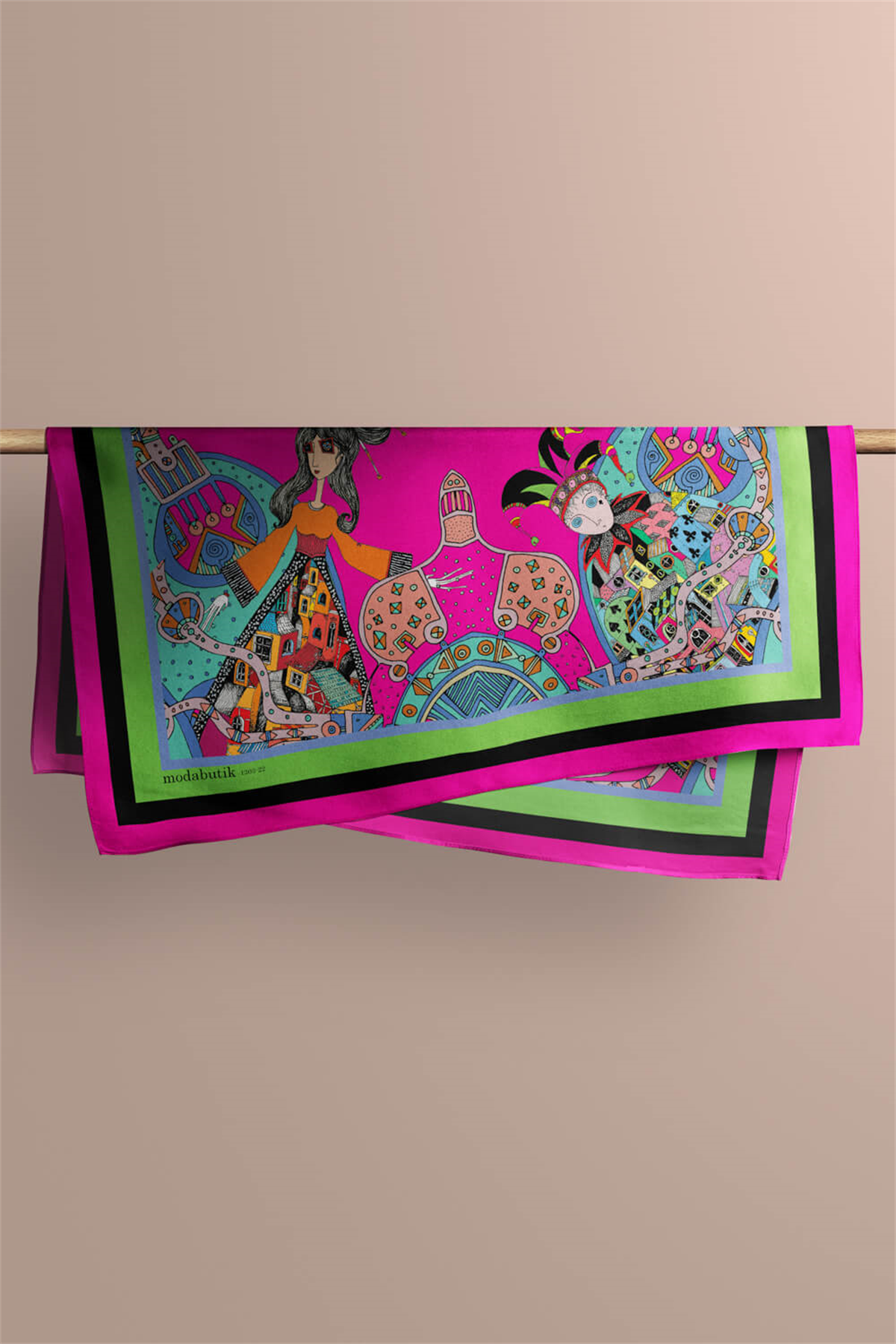 E49 Kadın Pembe Minyatür Desenli 50x50 Bandana