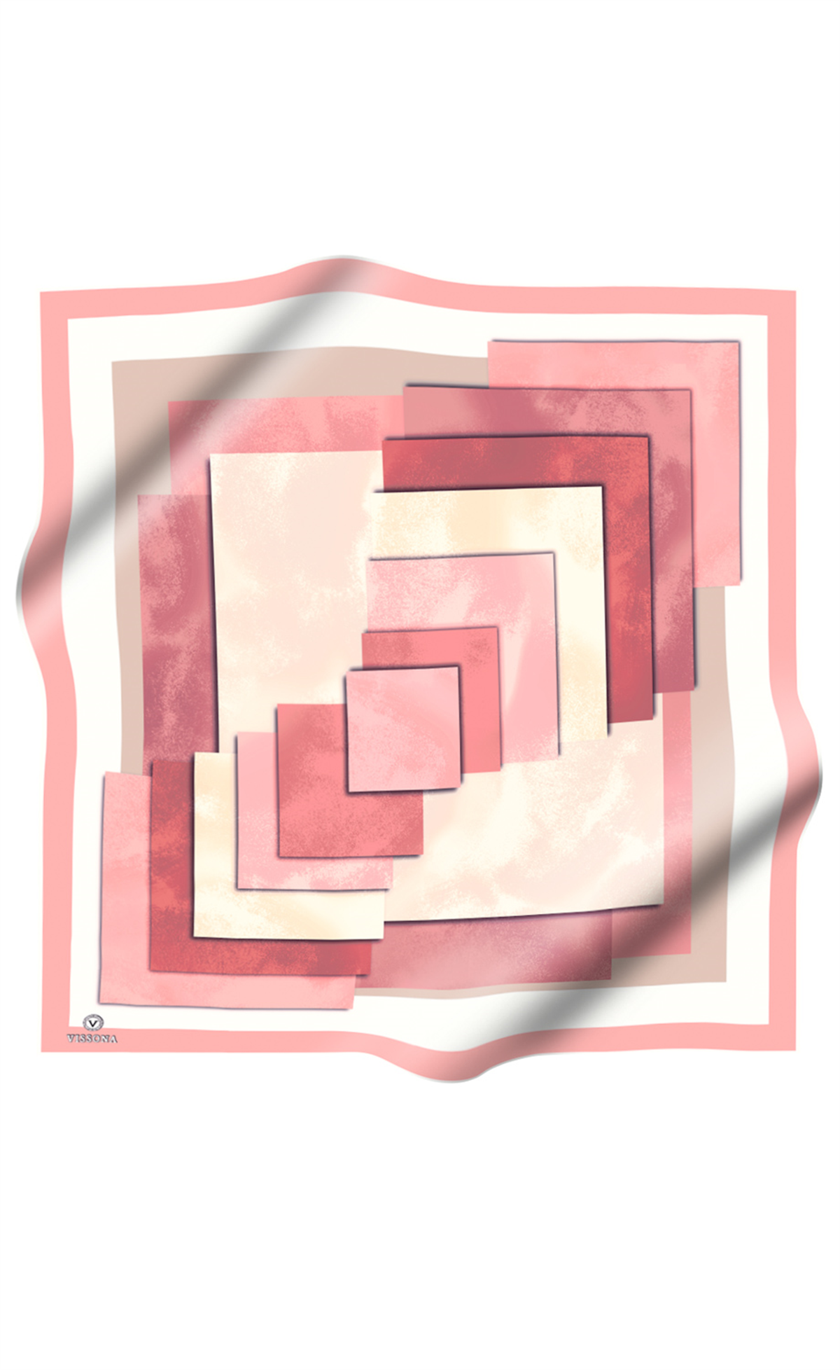 % 57 İPEK % 43 VİSKON Twill Geometrik Bulut  Desenli Pudra Gül Kurusu  Renkli 90x90 Eşarp Dikim Şekli: El Dikişi