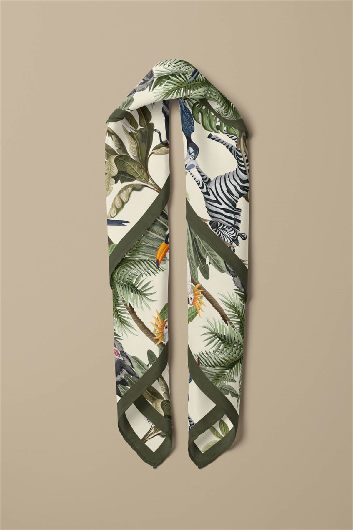 %100 İpek Safari Desenli Kadın Bandana