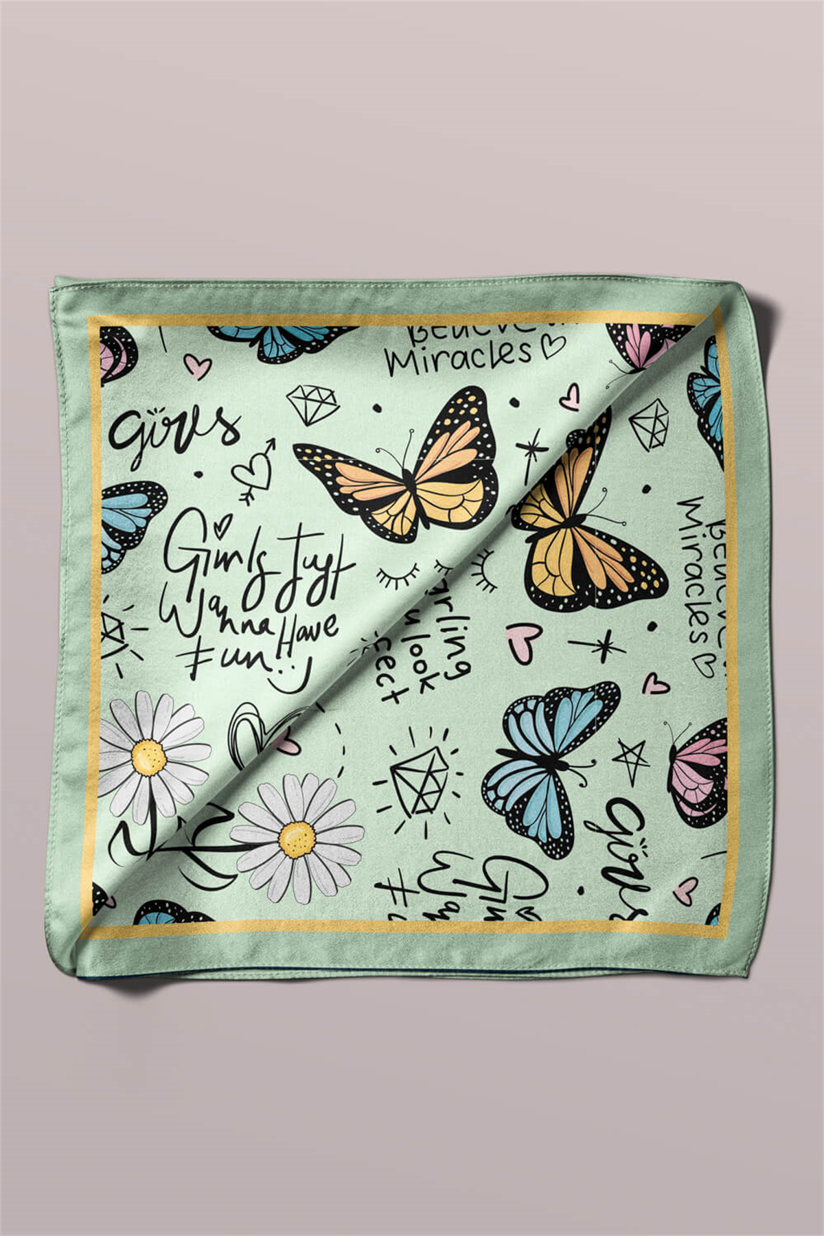 Z1 Modabutik Kelebek Desenli Bandana