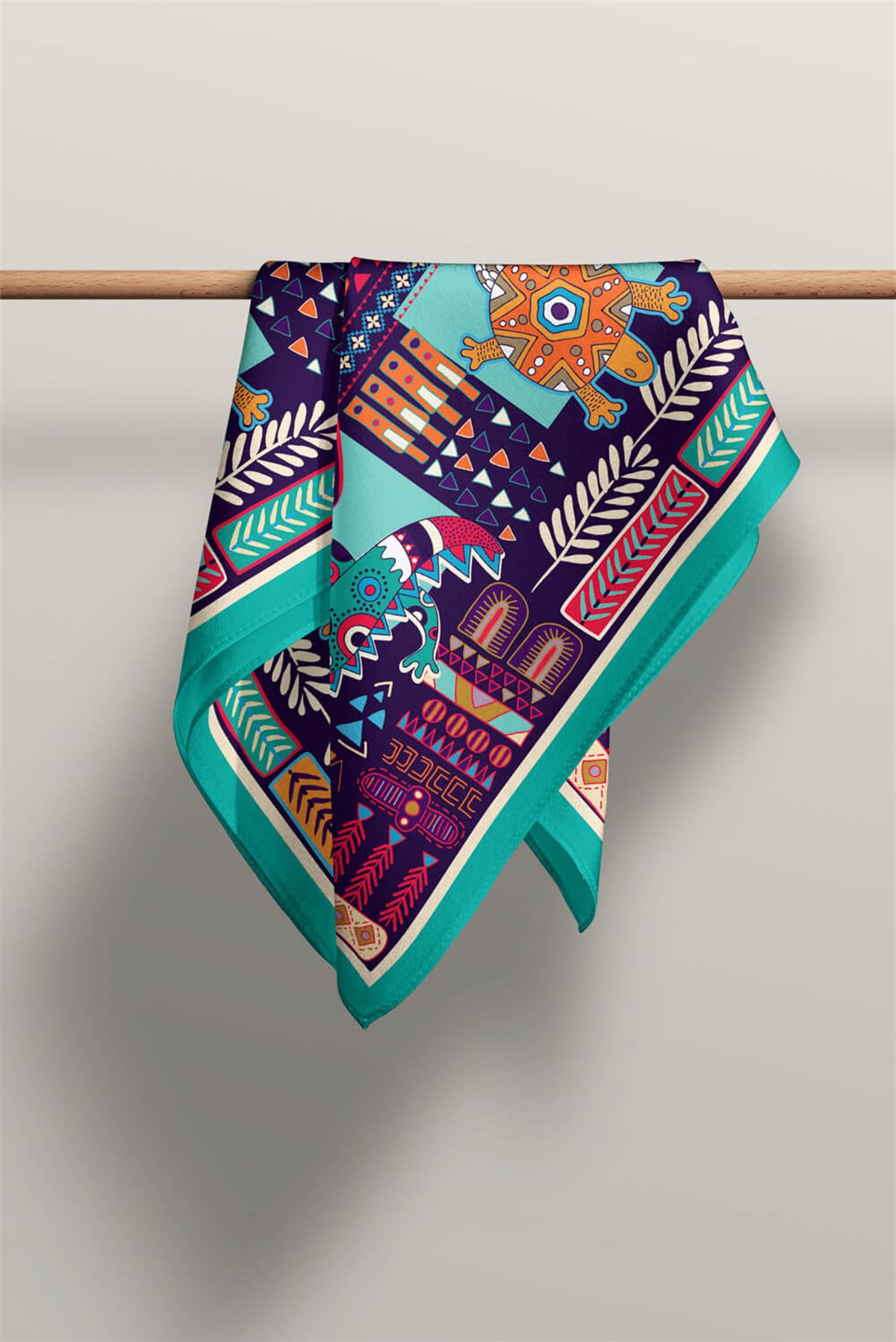 Vissona Etnik Desenli İpek Kadın Bandana