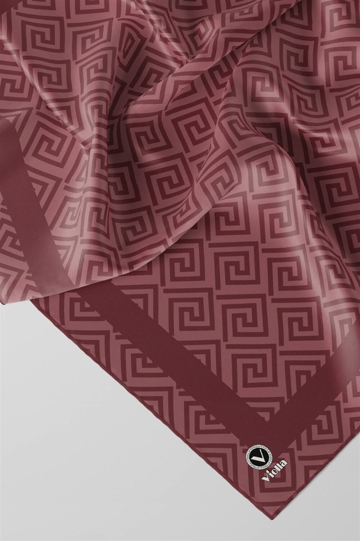 Twill Minimalist Desenli Gül Kurusu Renkli 90x90 Eşarp (İpek İçermez) Kenar Dikiş Şekli El Dikişli