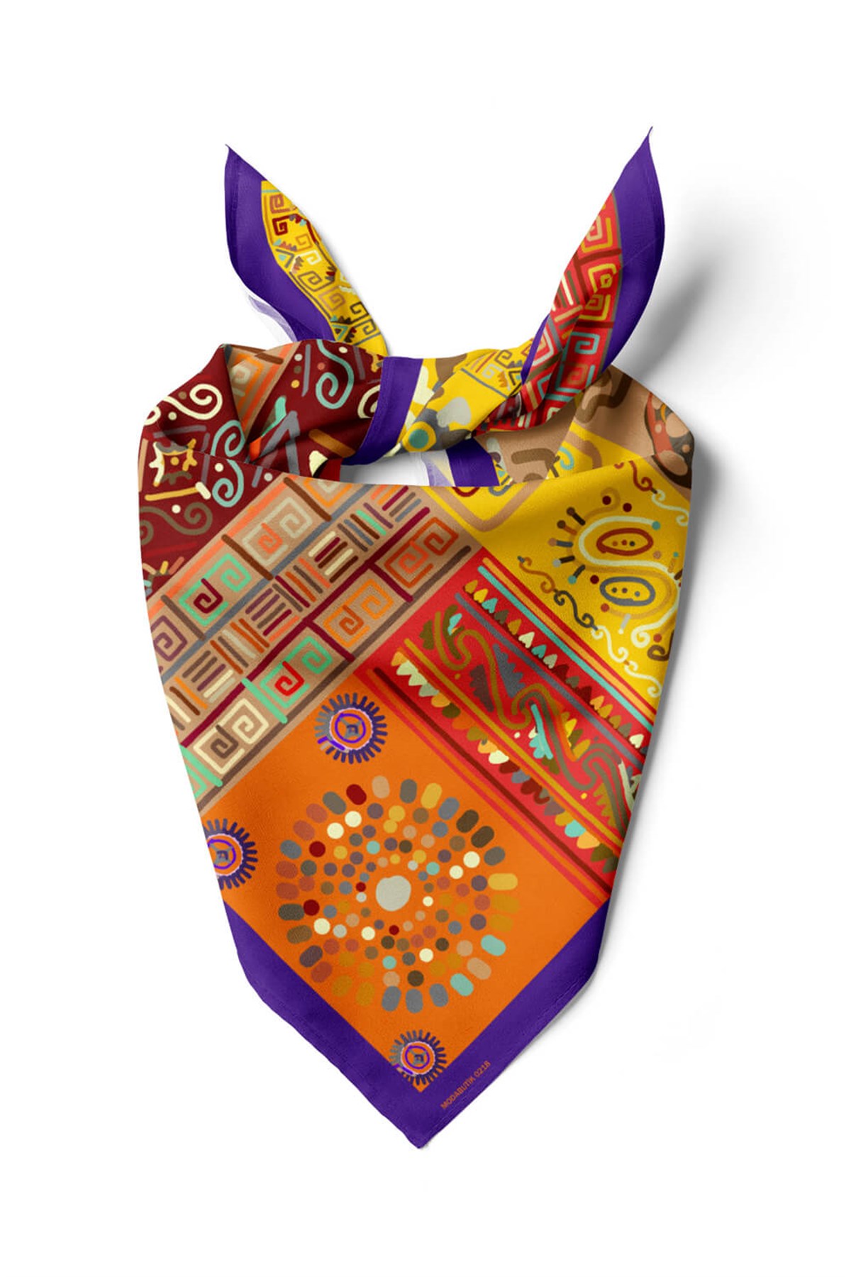Violla B71 Kadın African Etnik Desenli Bandana Kırmızı Sarı Dg0218
