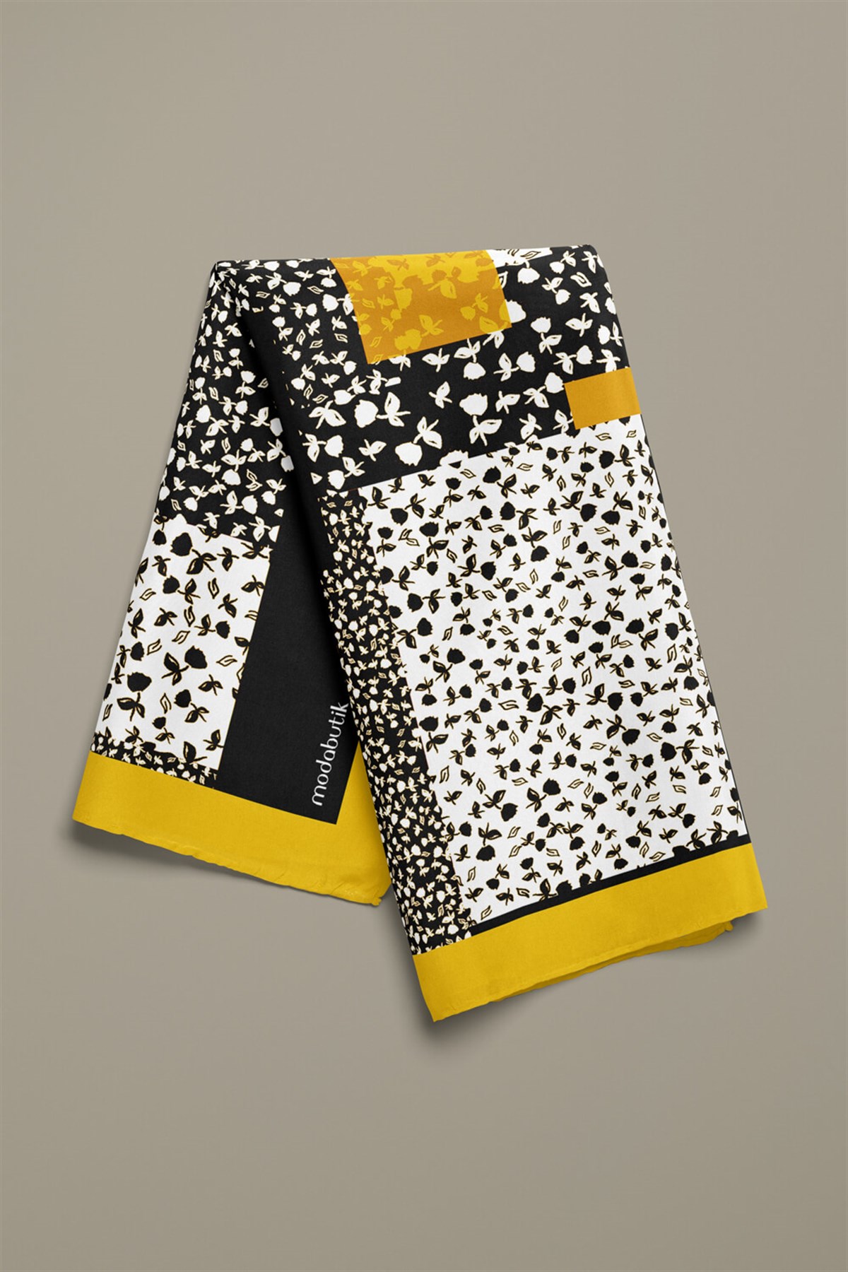 Violla F119 Kadın Egzotik Desenli Bandana 50x50 Siyah DG0473-22