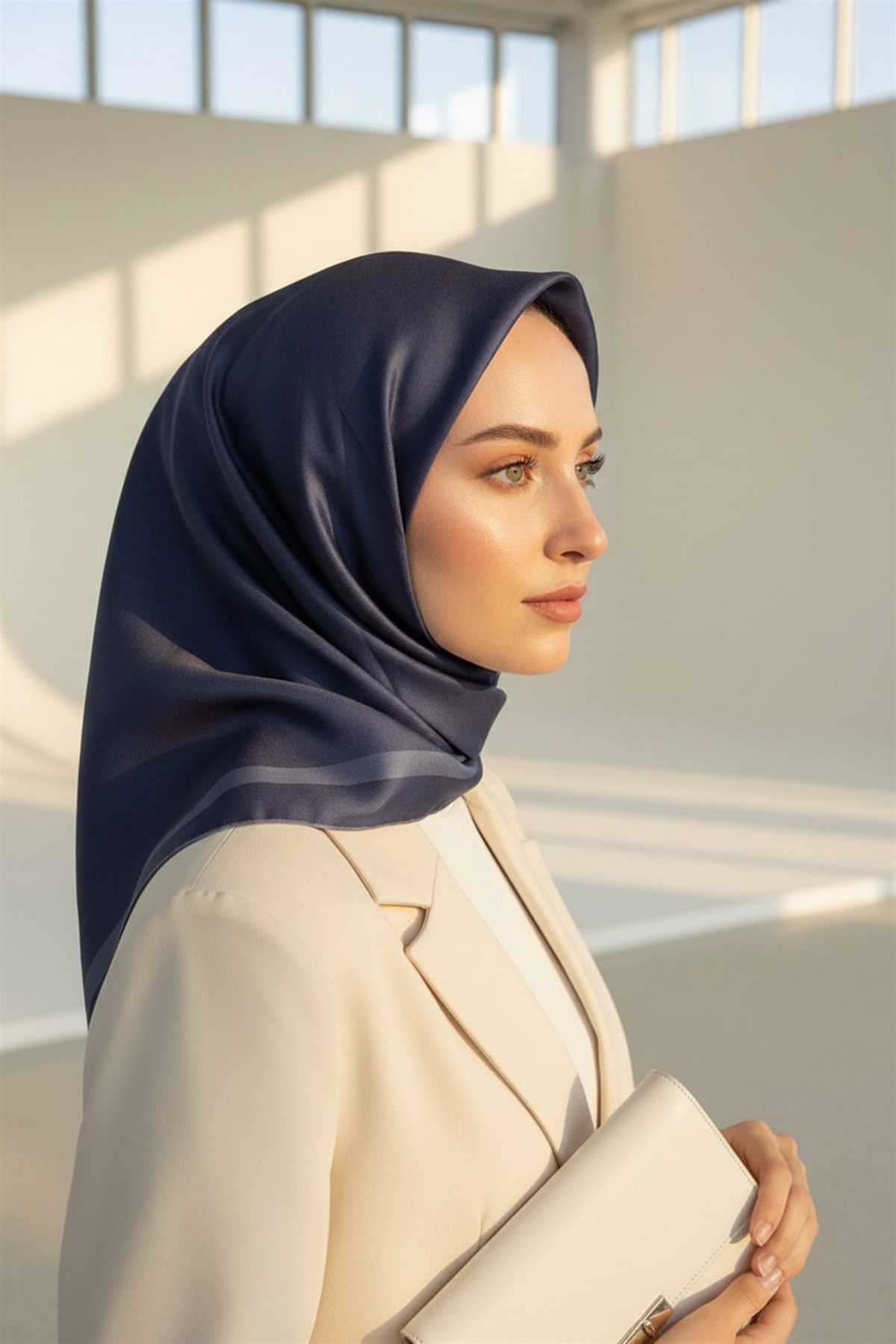 100% Twill İpek Düz Renk Bordür Desenli Gri Renkli Daha Tok Exclusive Serisi 90x90 Dikim Şekli : El Dikişi Eşarp