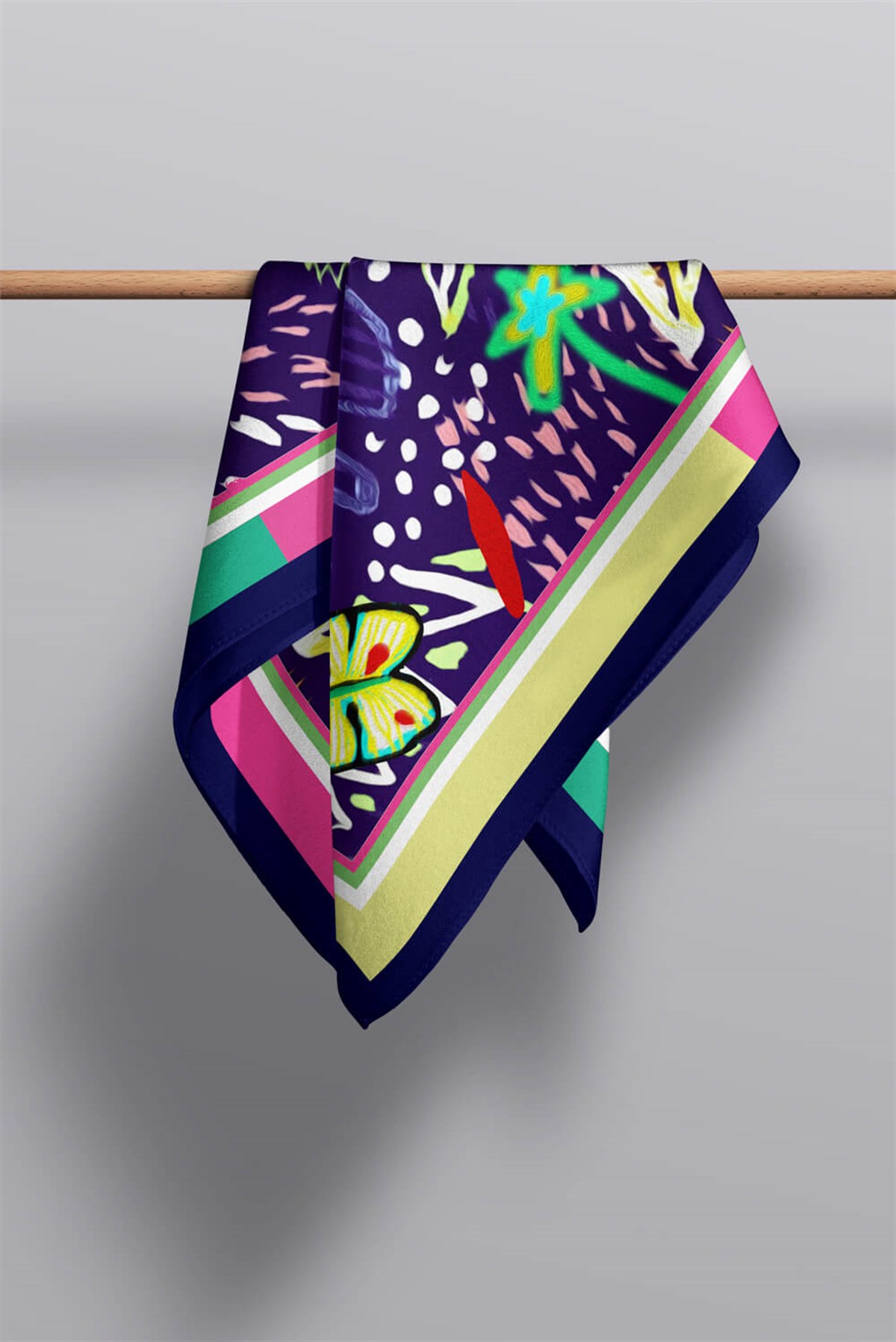 Violla E70 BÜYÜK TROPIC YAPRAKLI MODERN BANDANA DG12455