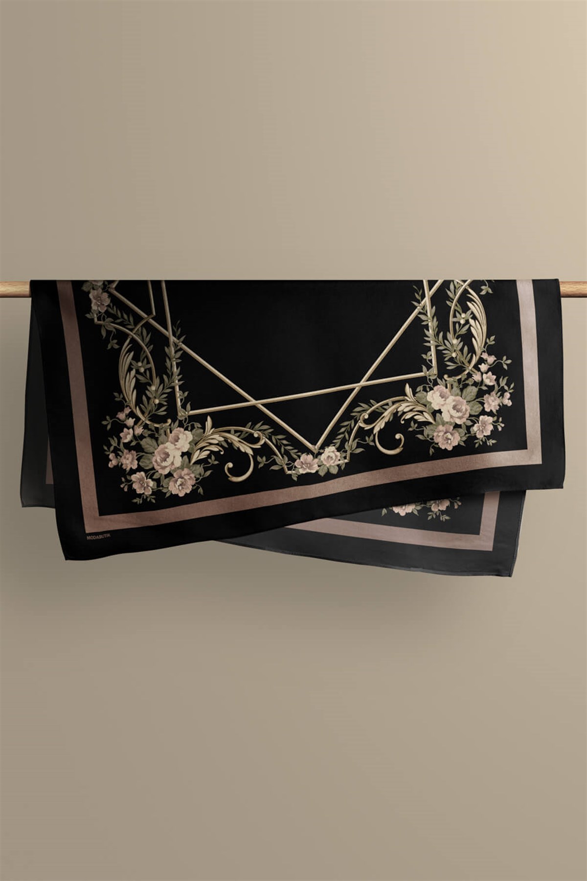 Violla Kadın Yeşil Divan Desenli 50x50 Bandana HYL DG0963-22