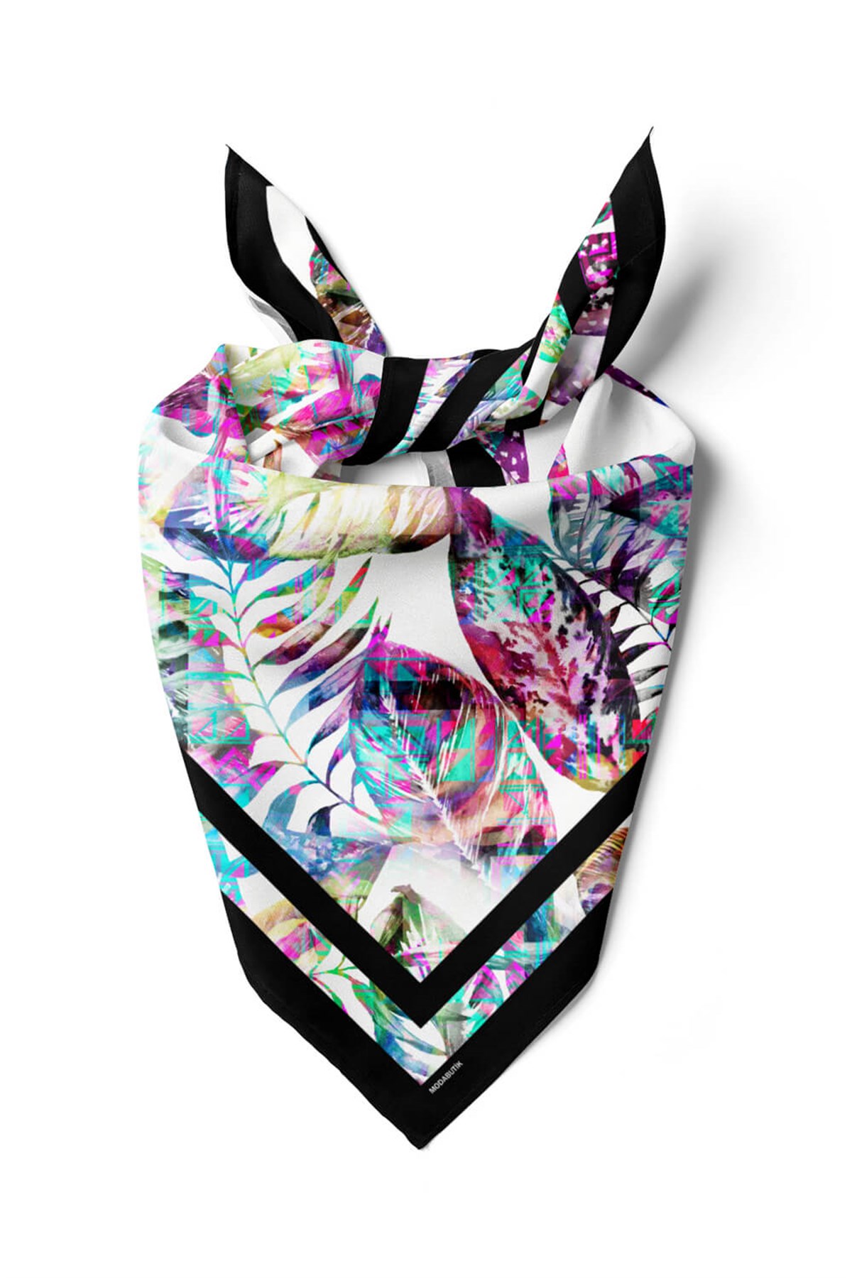 Violla D115 Kadın Garden Desenli Bandana 50x50 Mor DG0225-22