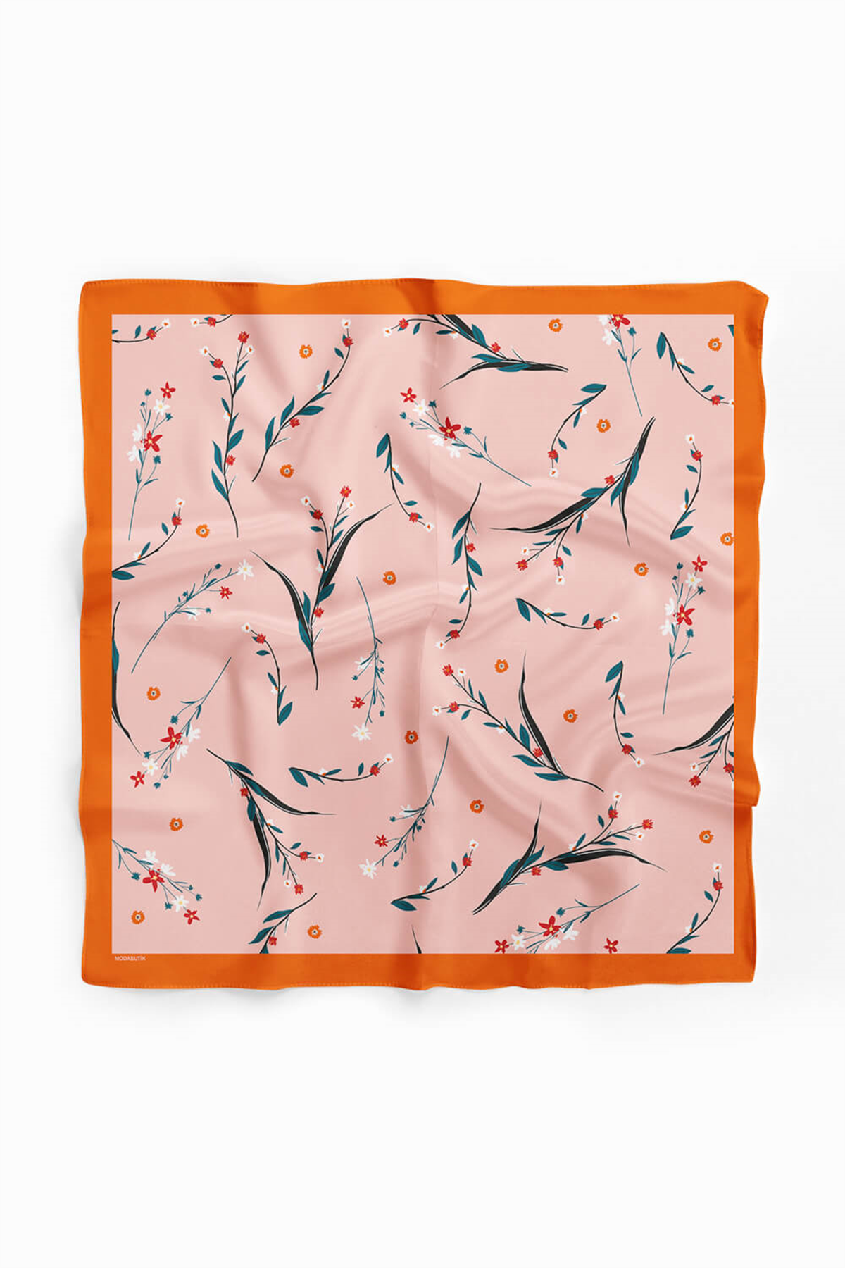 Y88 Kadın Flow Desenli Bandana 50x50 Pudra DG0170-22 Snz