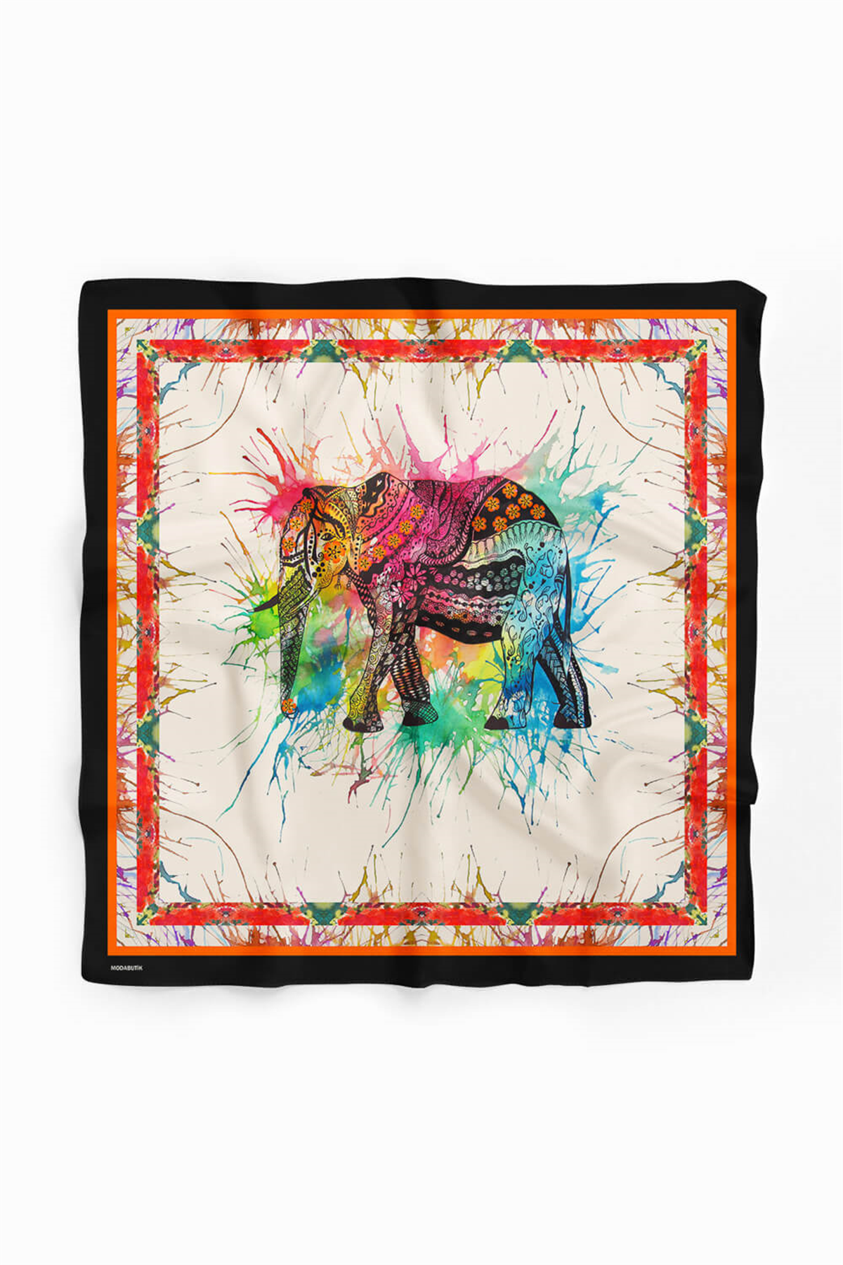 V8 Kadın Fil Desenli Bandana 50x50 Kırmızı DG0208-22