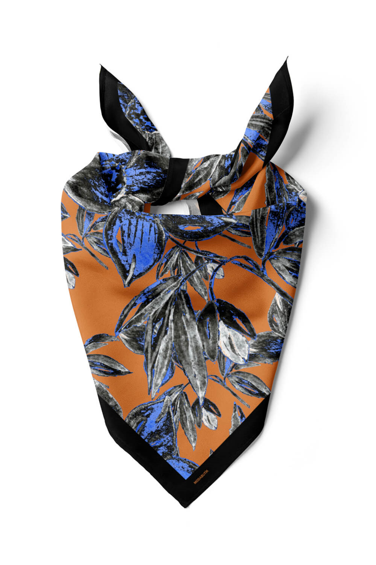 Y83 Kadın Çiçek Desenli Bandana 50x50 Mavi DG0466-22