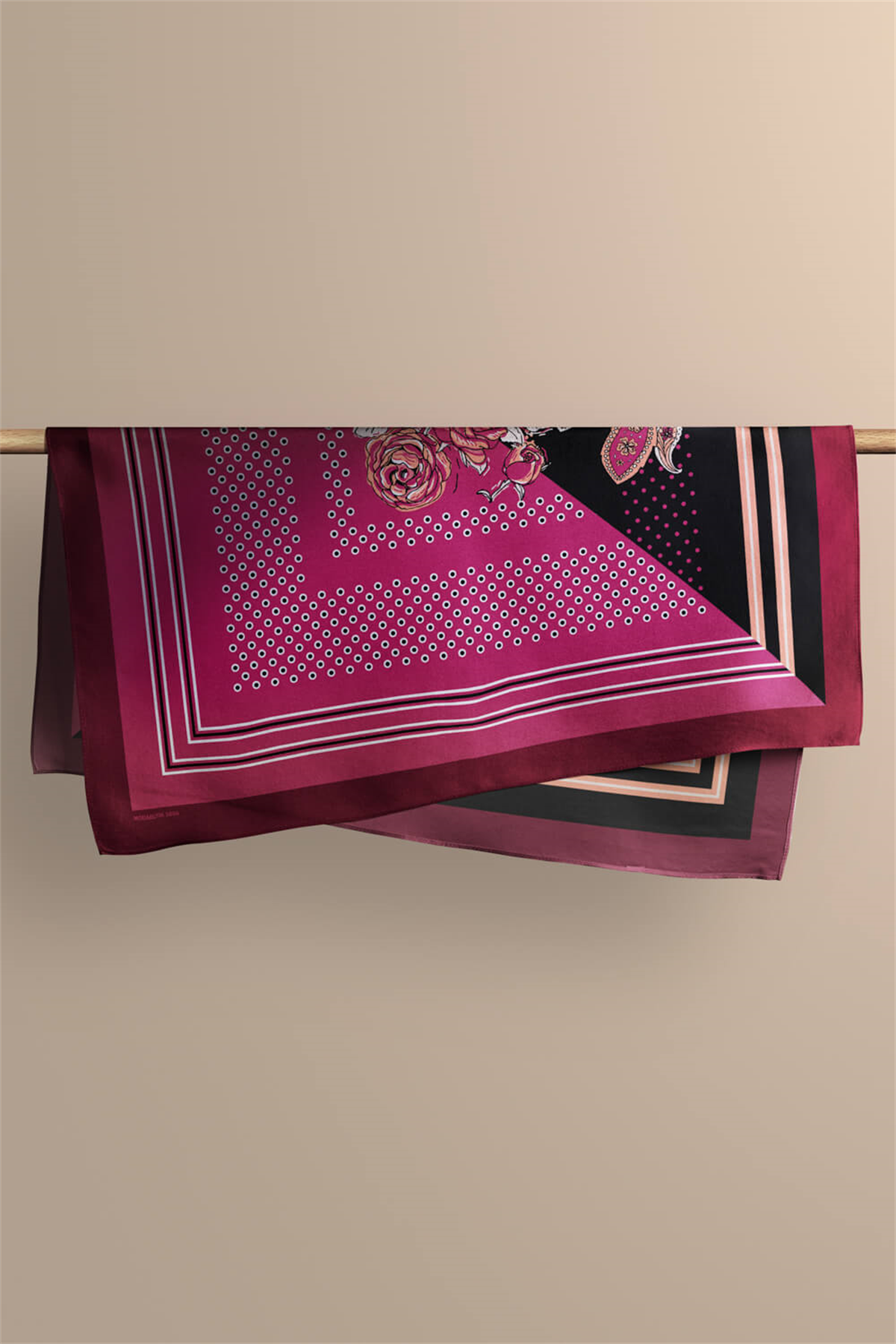 Kadın Gül Kurusu Şal Desenli 50x50 Bandana HYL DG01656-22