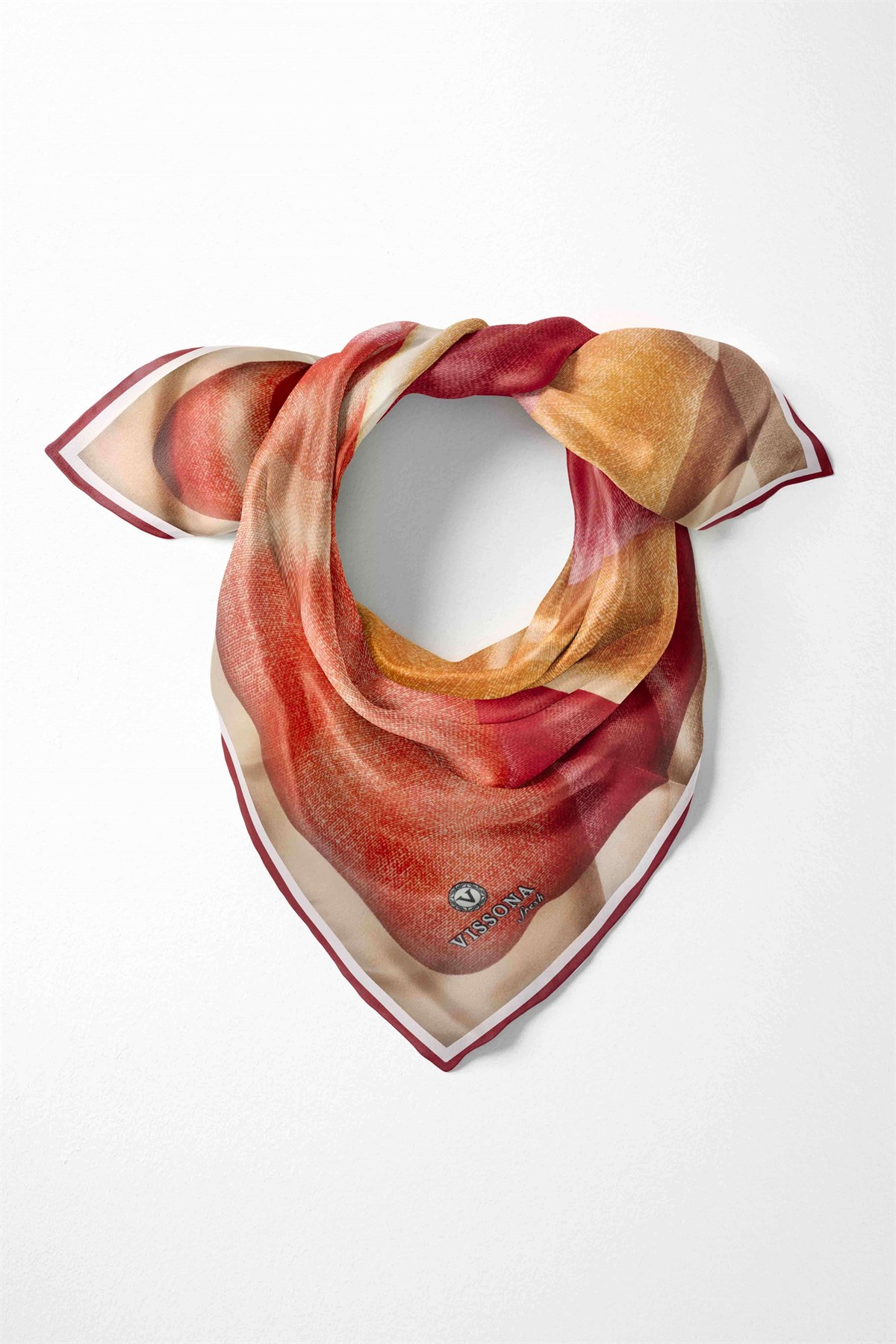 %100 İpek Kadın Desenli Bandana 80x80