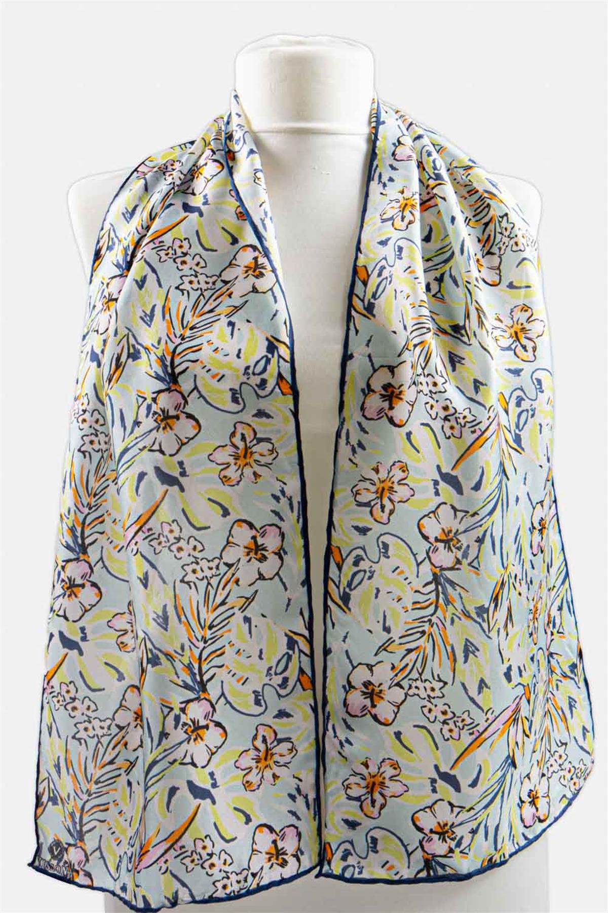 Vissona Çiçek Desenli İpek Fular