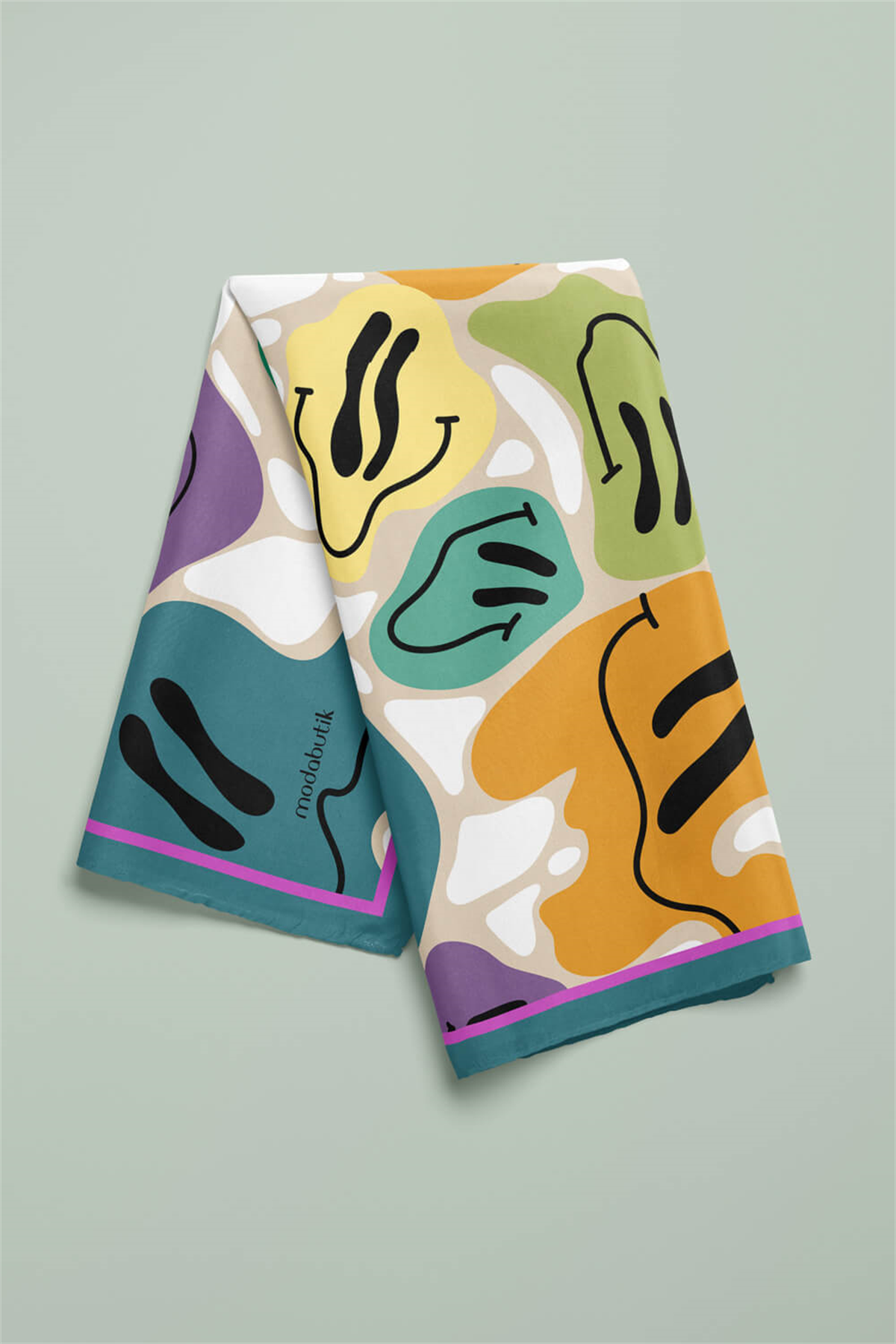 B38 Modabutik Smiley Desenli Bandana