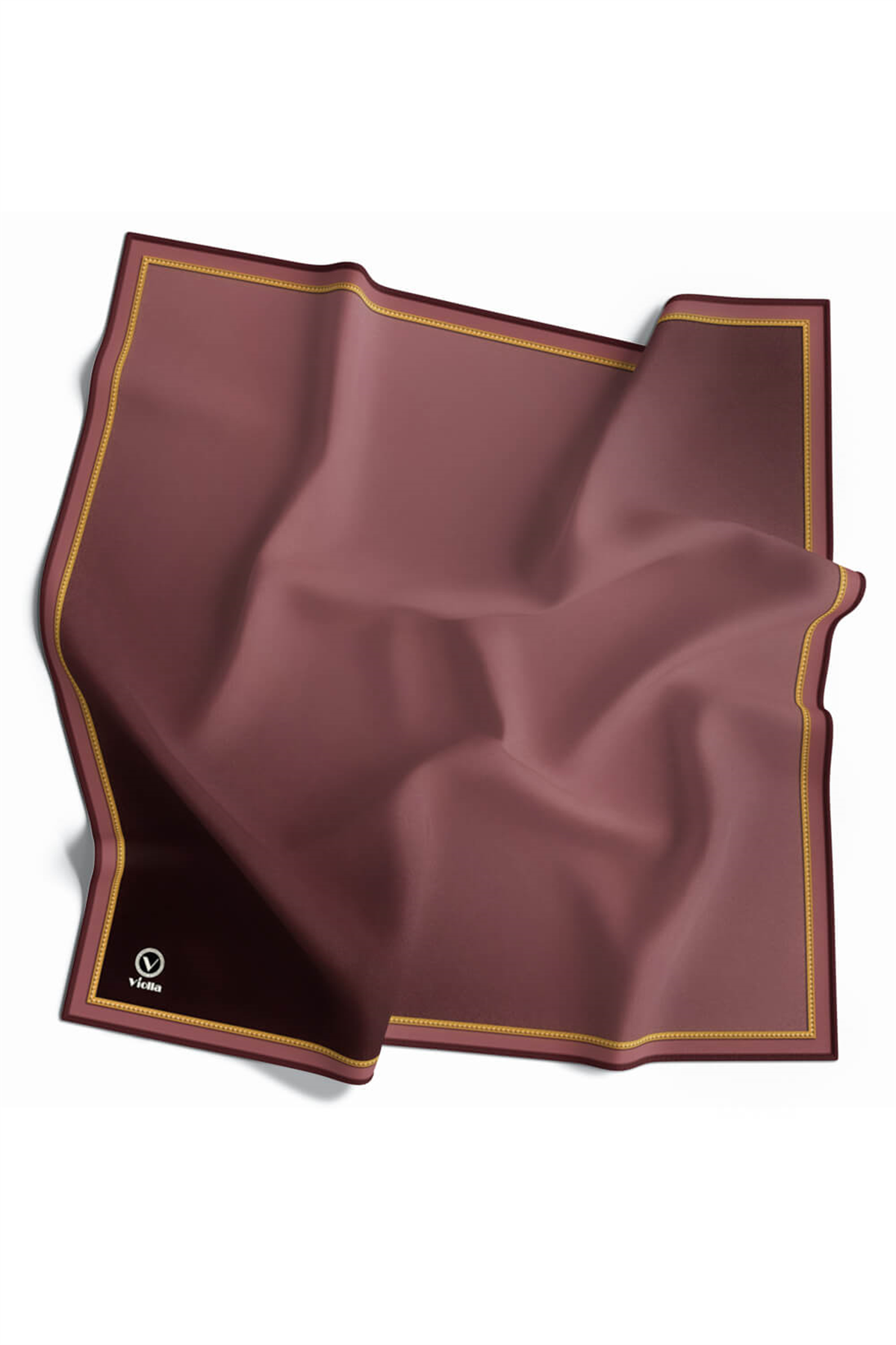Twill Degrade Desenli Pudra Renkli 90x90 Eşarp (İpek İçermez) Kenar Dikiş Şekli El Dikişli