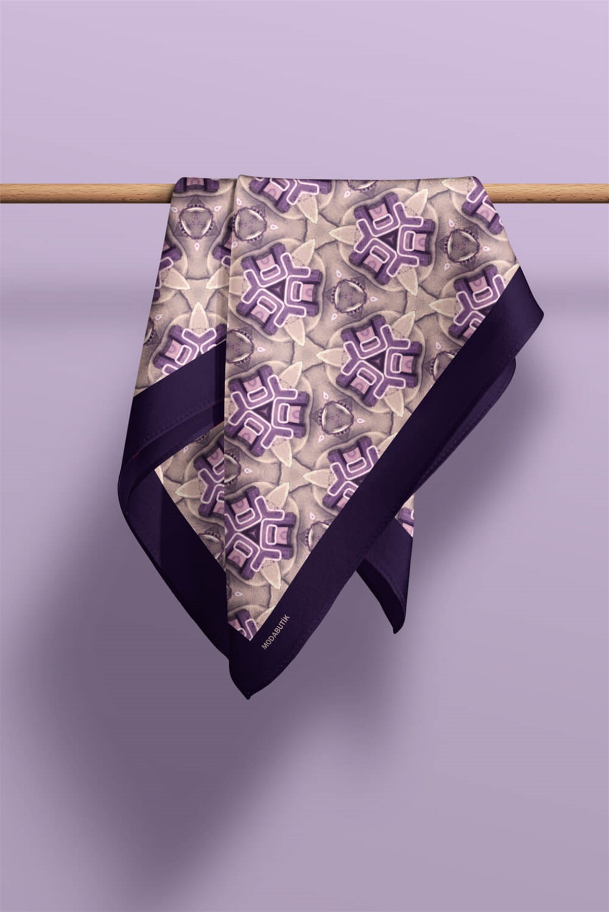 Violla D52 Kadın Geometric Desenli Bandana 50x50 Mor DG0240-22