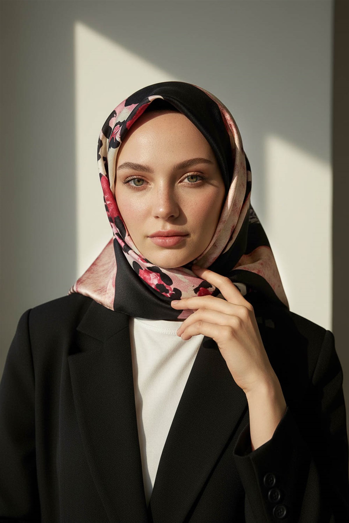 %100 Twill İpek Leopar Ve Geometrik Desenli Bordo Renkli 90x90 Eşarp Dikim Şekli : El Dikişi