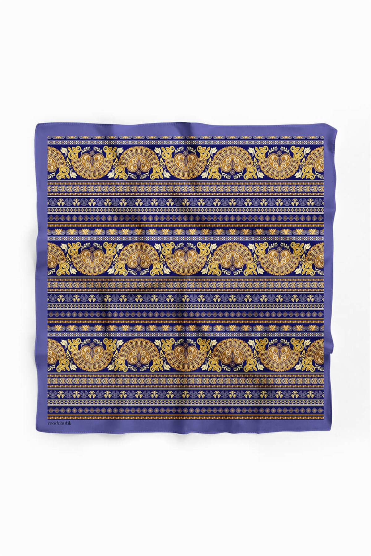 Violla Z71 Kadın Sarı  Sax Şeritler Ve Kalpler  Desenli 50x50 Bandana HYL DG0634-22