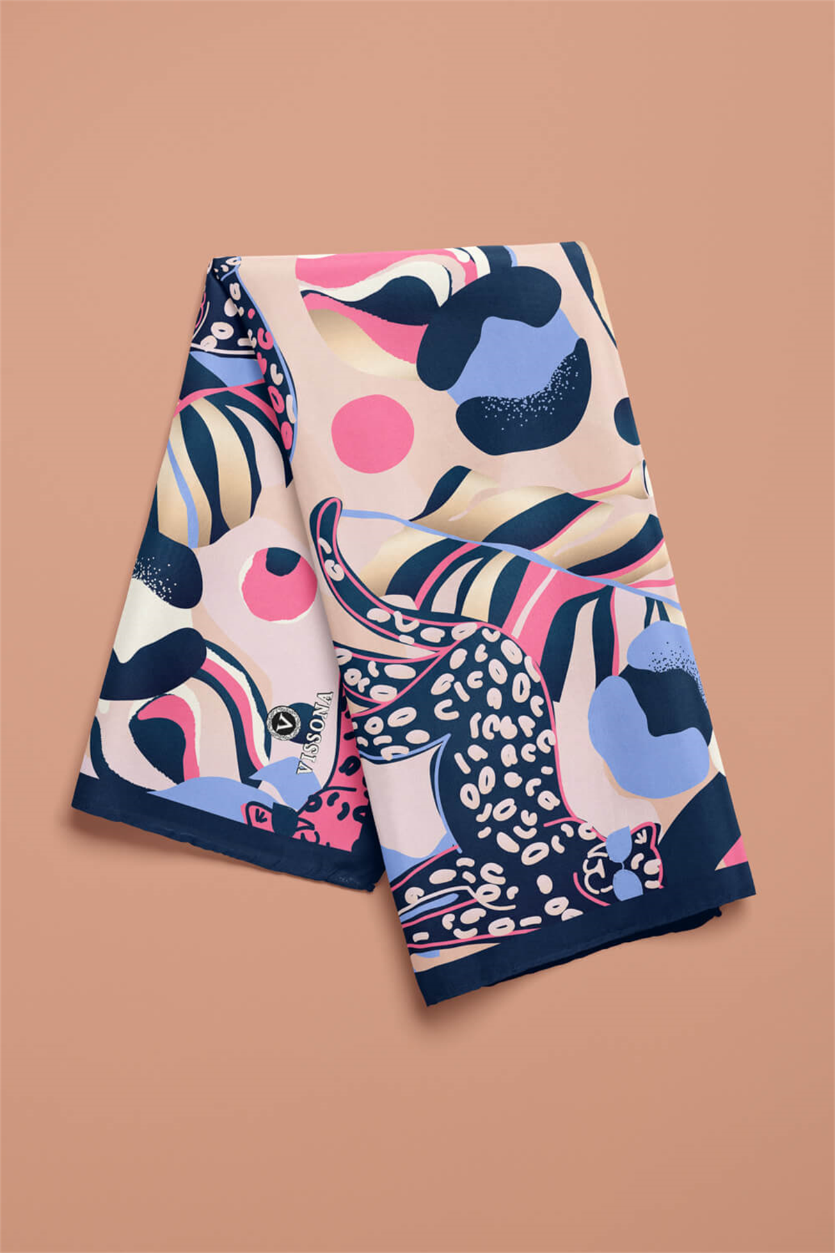 Saten İpek Kaplan Desenli Kadın Bandana