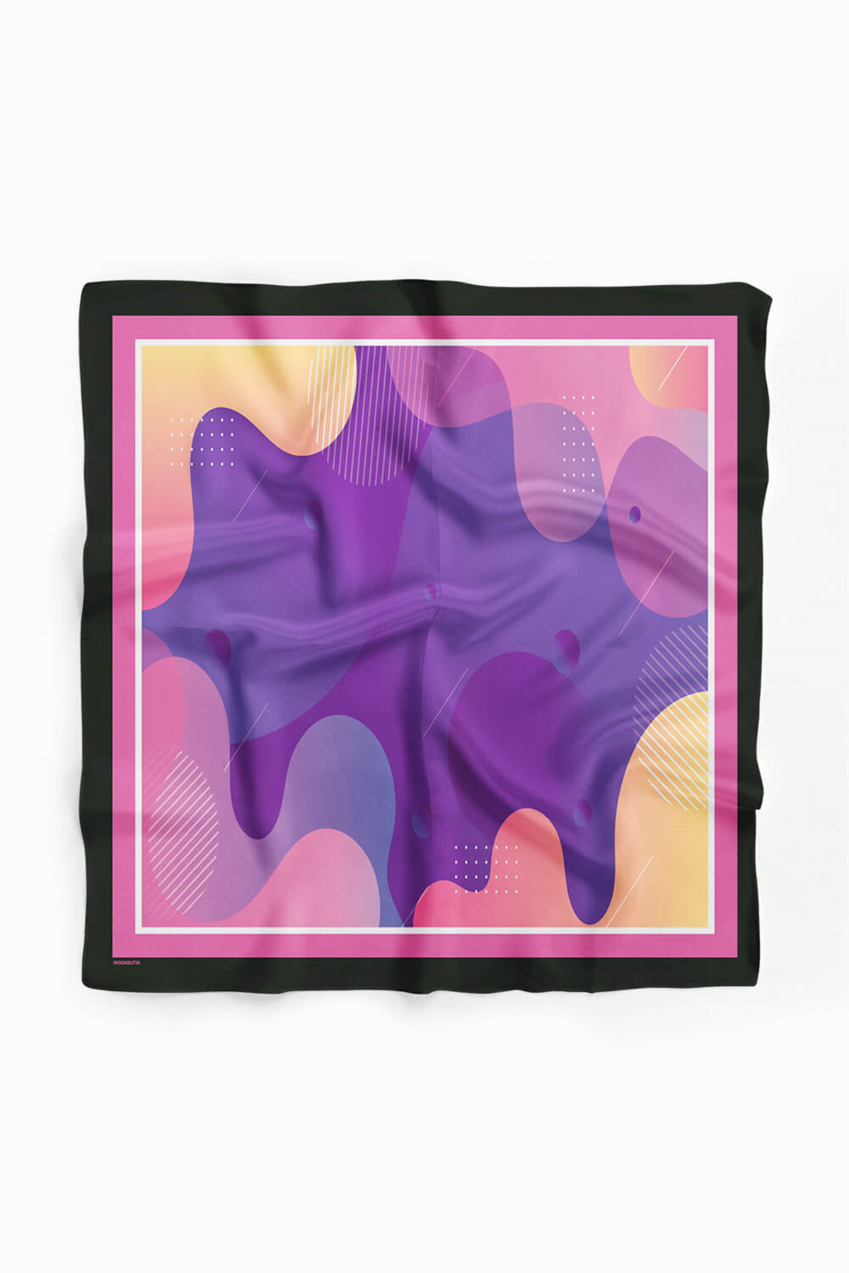 C77 Kadın Mavi Soyut Desenli 50x50 Bandana DG01681-22