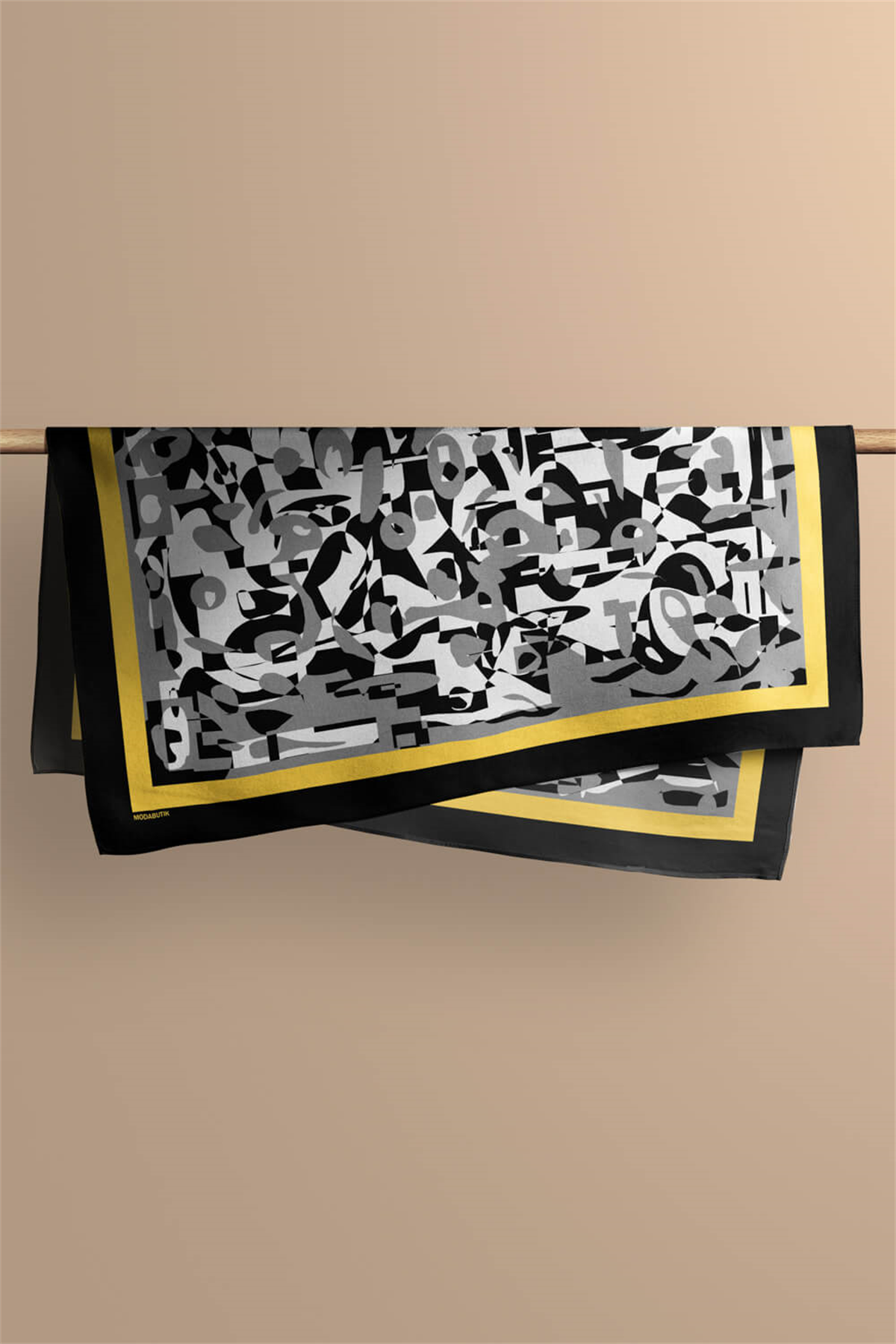 Kadın Siyah Beyaz Complex Desenli 50x50 Bandana HYL DG0976-22