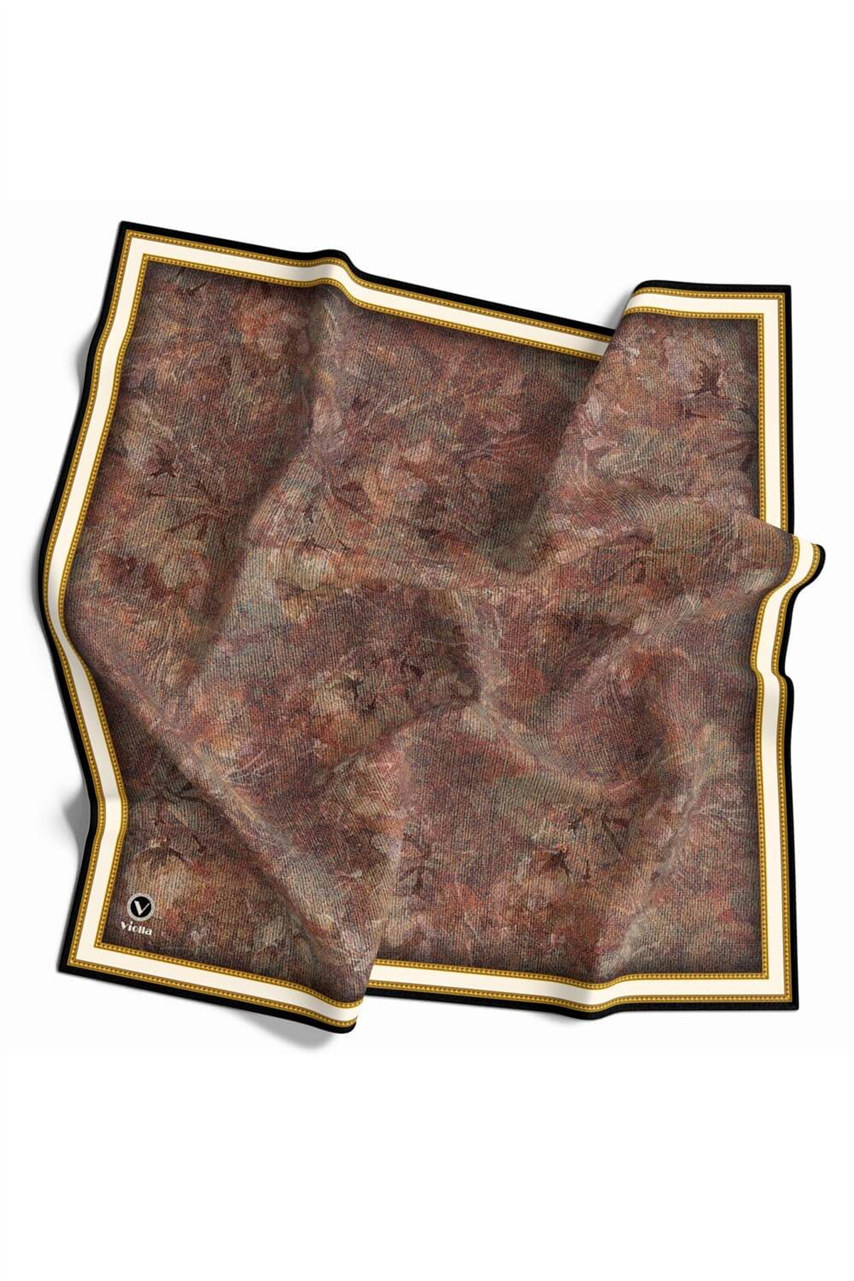 Twill Çiçek Desenli Siyah Renkli 90x90 Eşarp (İpek İçermez) Kenar Dikiş Şekli El Dikişli