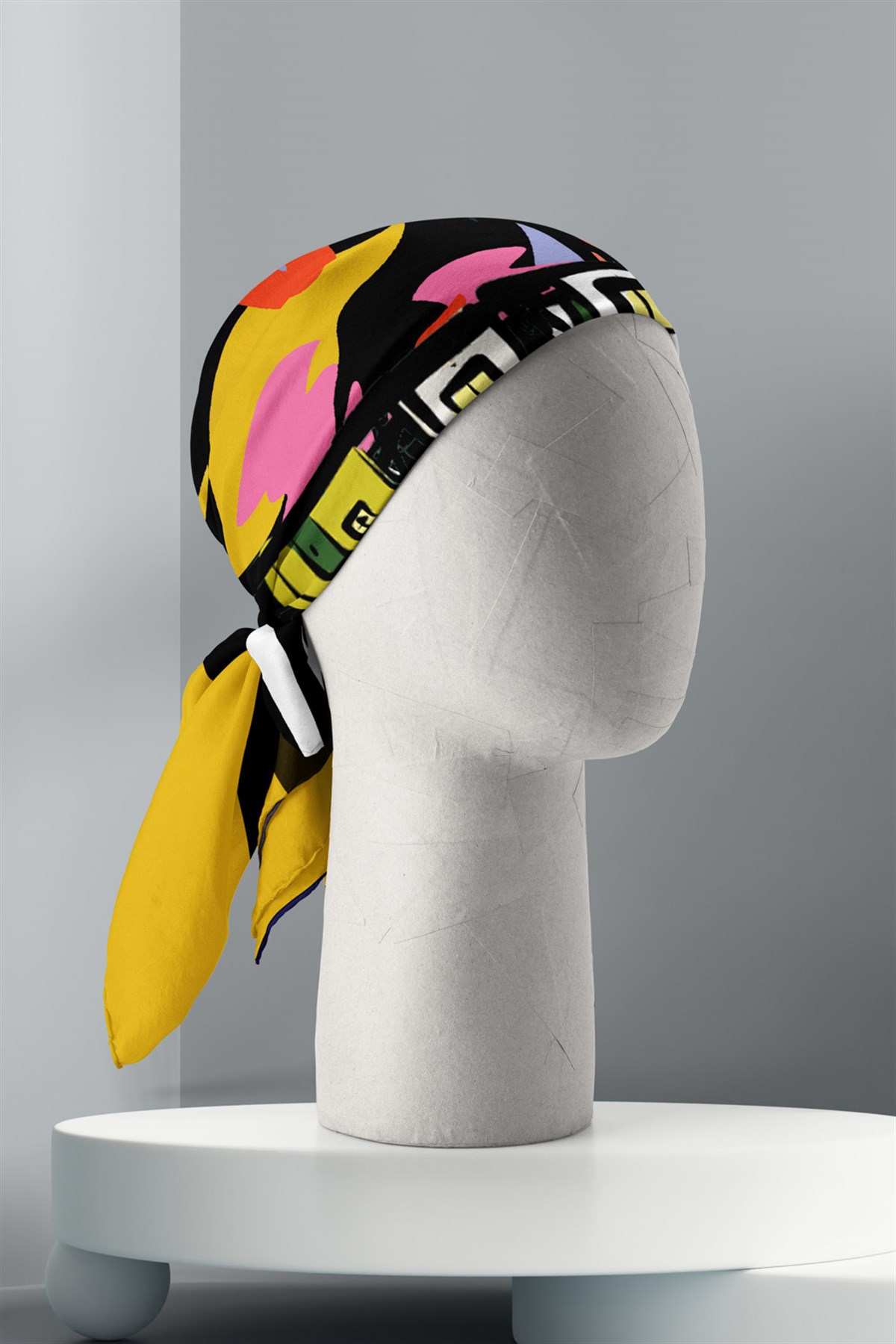 Violla C31 Kadın Zebra Siyah Beyaz Home Desenli 50x50 Bandana