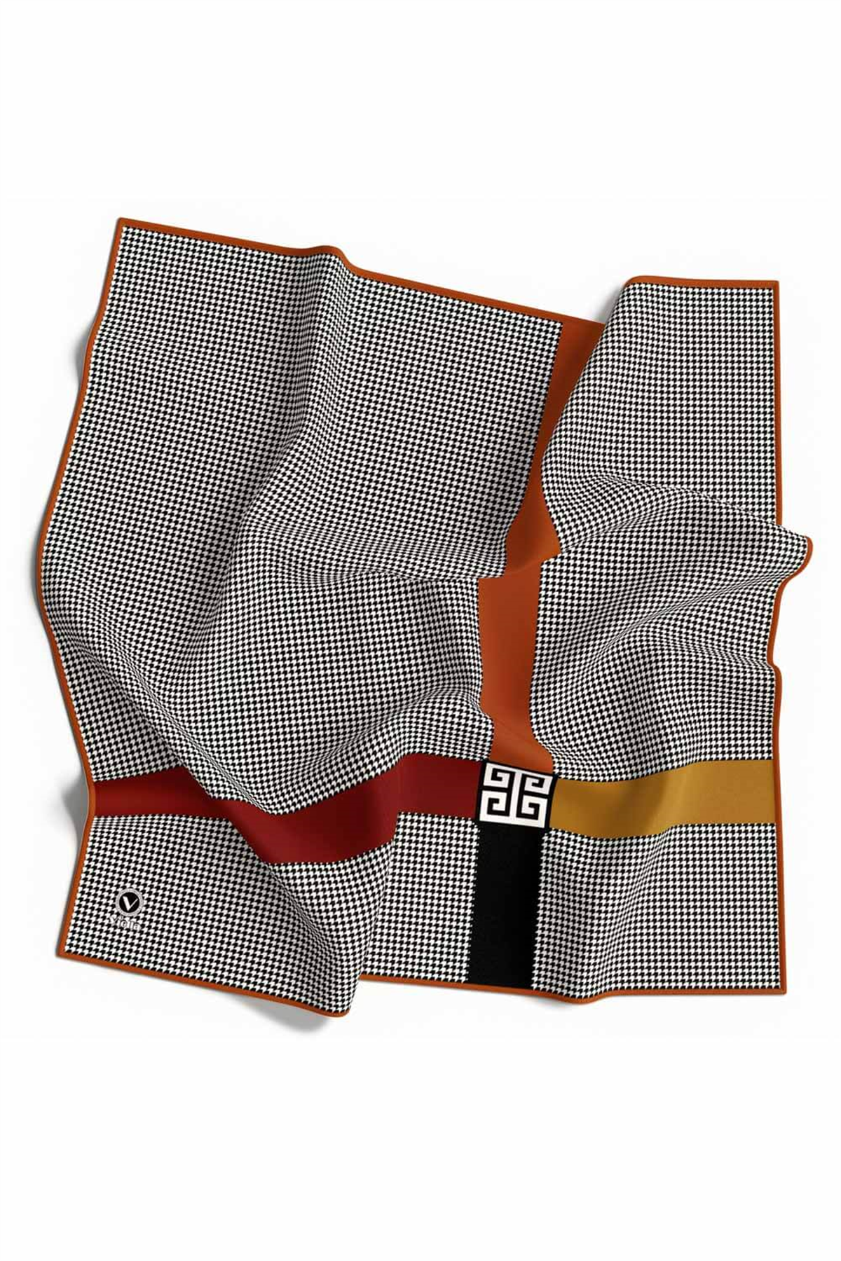 Twill Kazayaklı Şerit Desenli Taba Renkli 90x90 Eşarp (İpek İçermez) Dikim Şekli : El Dikişi