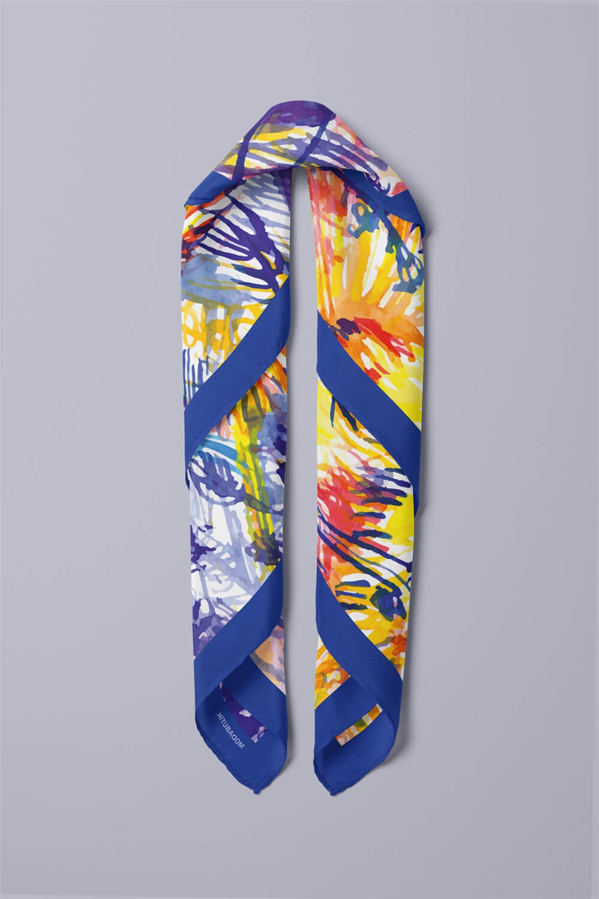 Violla D106 Kadın Yağlı Boya Desenli Bandana 50x50 Sarı DG0299-22