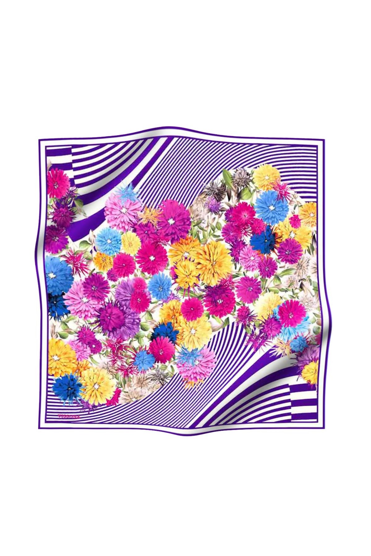 %100 İpek Kadın Desenli Bandana 80x80